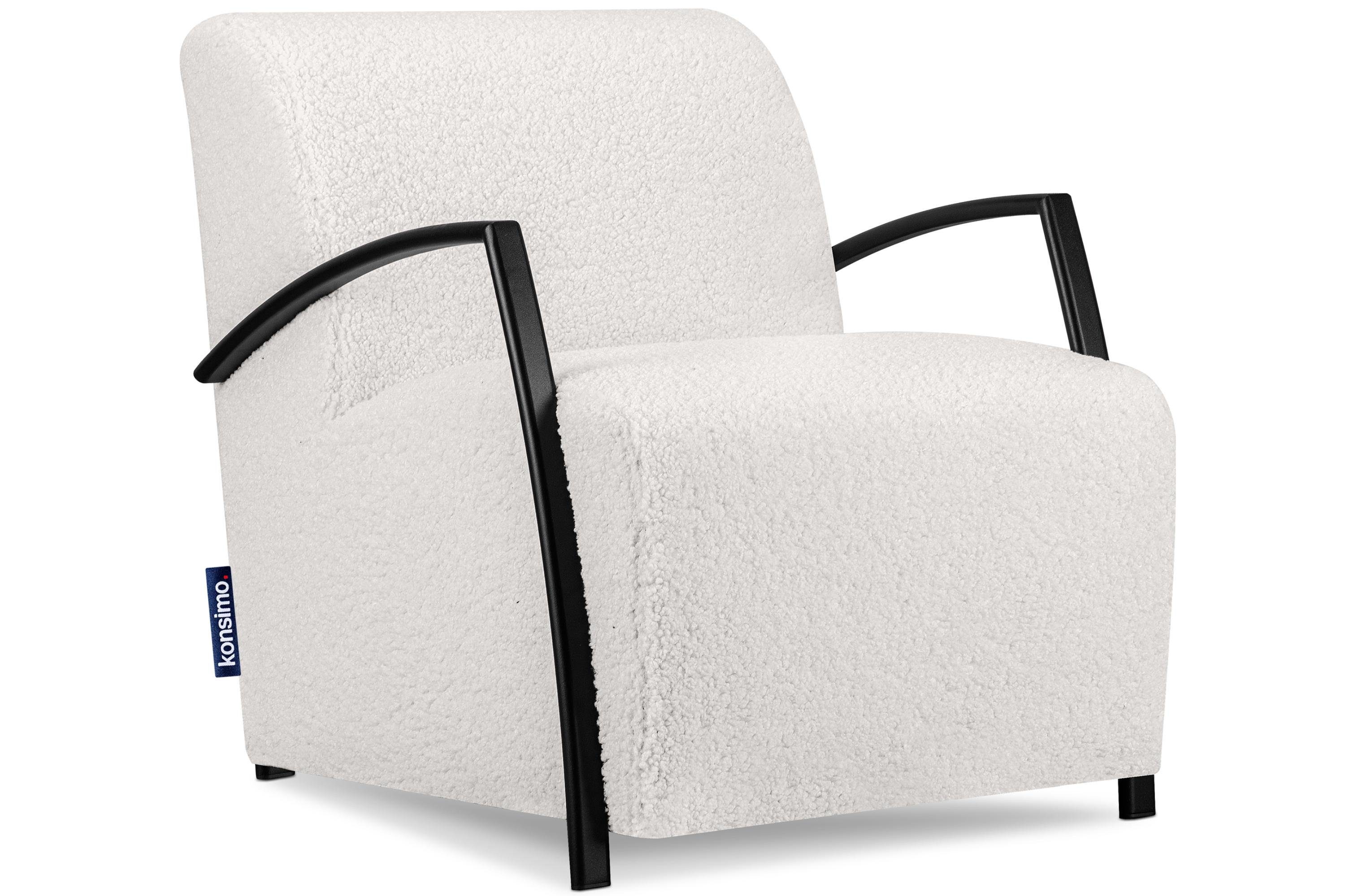 Sitz, mit ergonomische im | Konsimo CARO mit Sitzen mit (Relaxsessel gewellter Cocktailsessel Hocker für Hocker), Feder Sessel weiß Form weiß bequemes