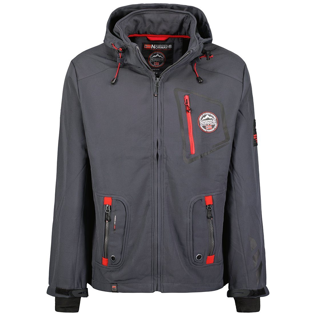 Geographical Norway Softshelljacke Herren Softshell - TACEBOOK hochschließender Kragen, mit abnehmbarer Kapuze Dunkel grau