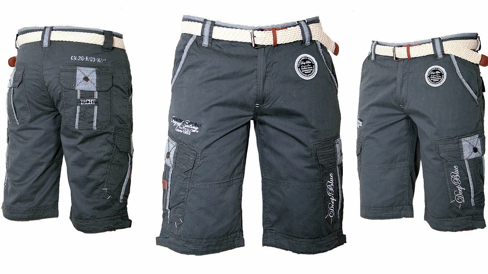Geographical Norway Shorts Herren Cargo Shorts Kurze Hose Short Bermuda Knielang Sommer + Gürtel – Bild 5 von 5