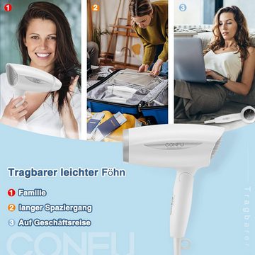 CONFU Haartrockner Kompakt und tragbar, 1600,00 W, mit Flexiblen Einstellungen, Kompaktem Design und Schnellem Trocknen