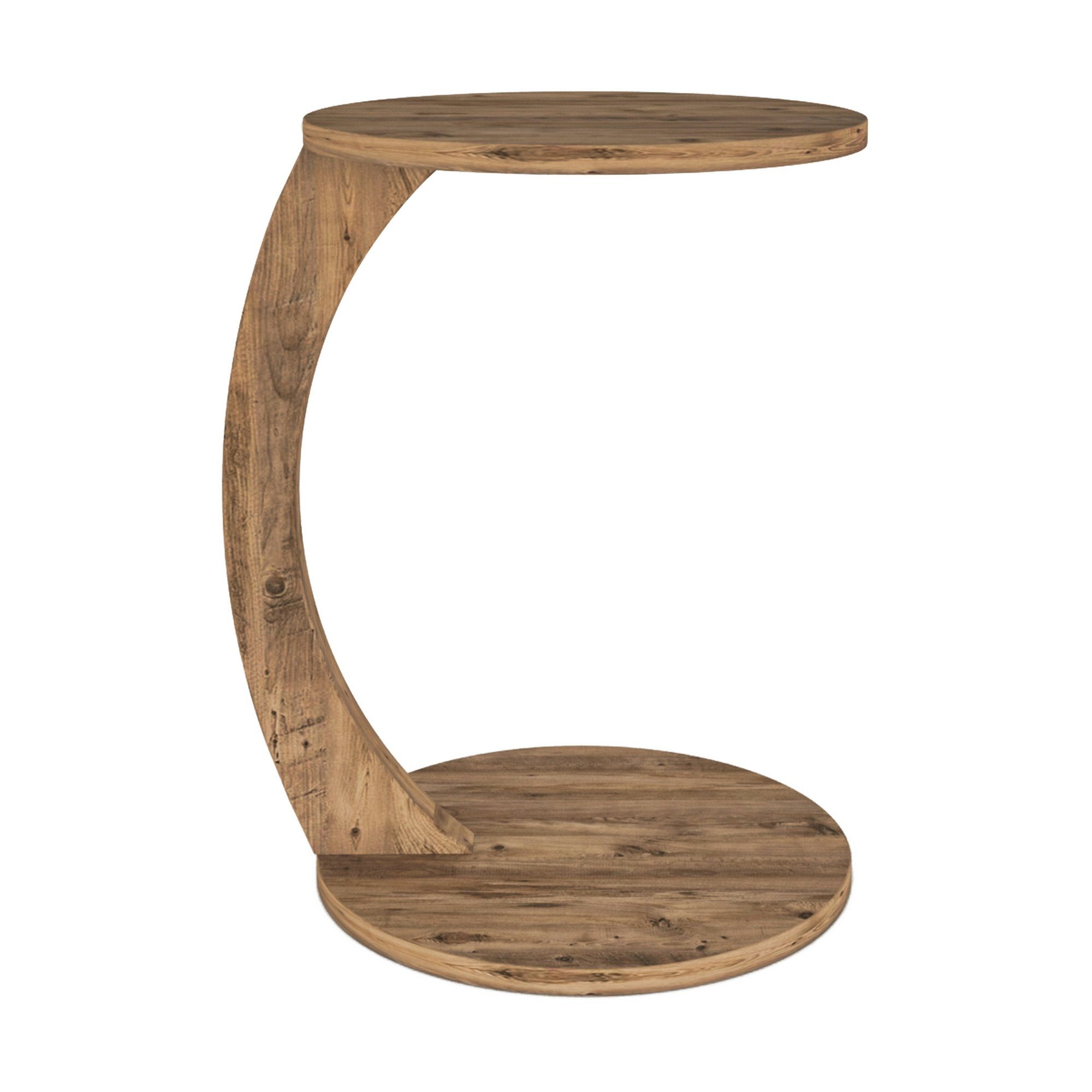 en.casa Beistelltisch, »Holeby« C-Form mit Rollen 56xØ38cm Holzoptik Holzoptik | 4 Holzoptik