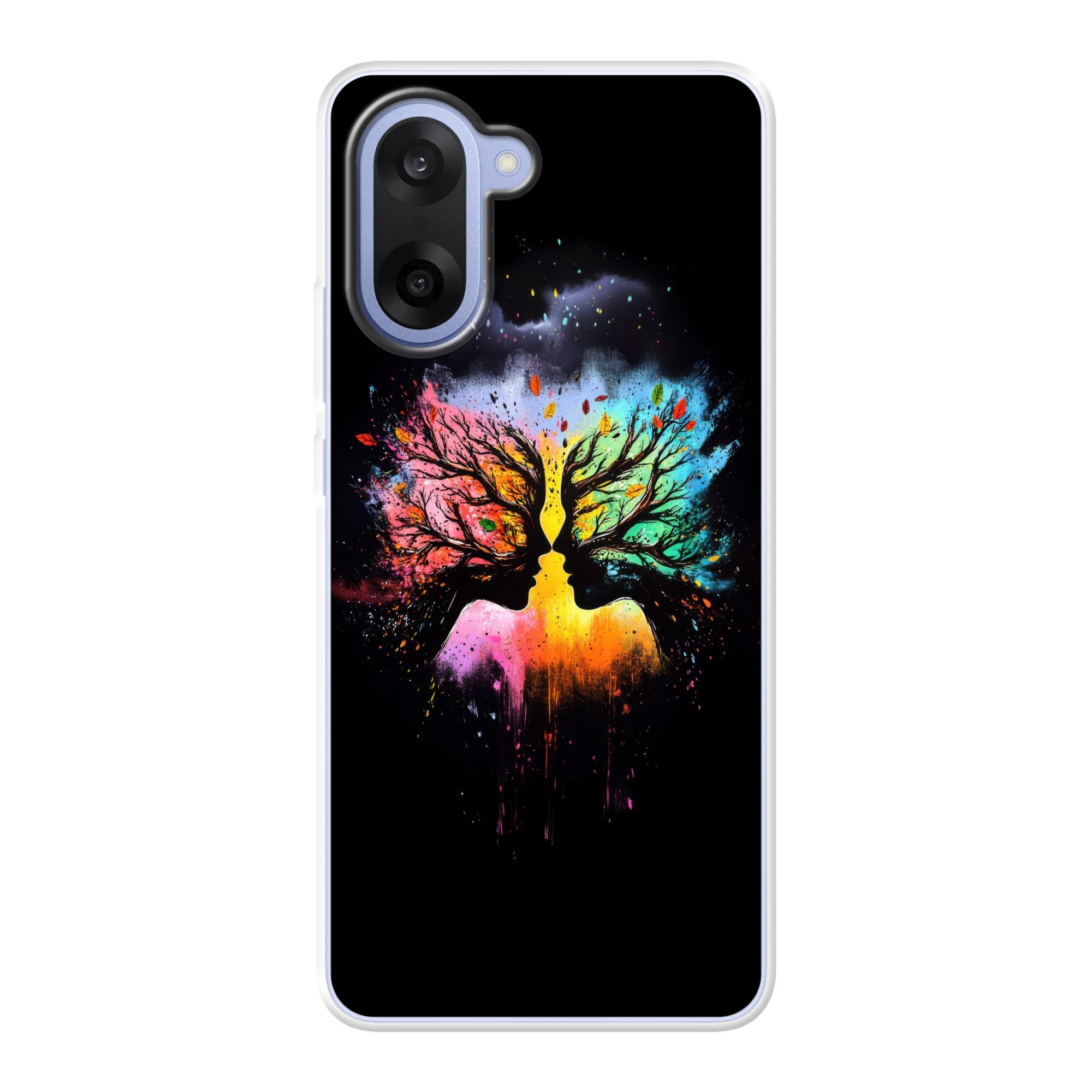 MuchoWow Handyhülle für OnePlus Nord CE5 Gesichter - Silhouetten - Bunt - Äste, Phone Case, Silikon, Schutzhülle Dünn