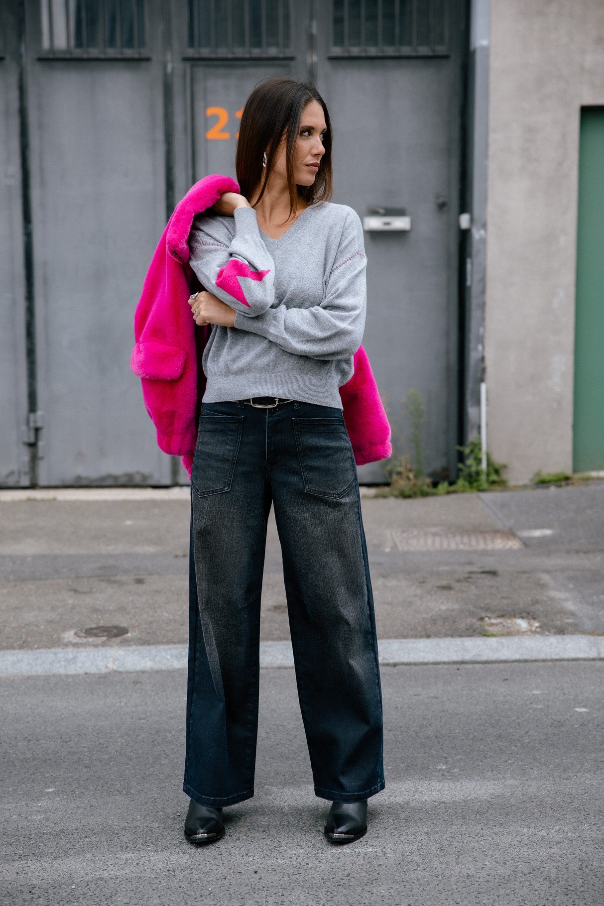 Freeman T. Porter Strickpullover - stylischer Instarsia Pullover mit Blitzmuster am Arm