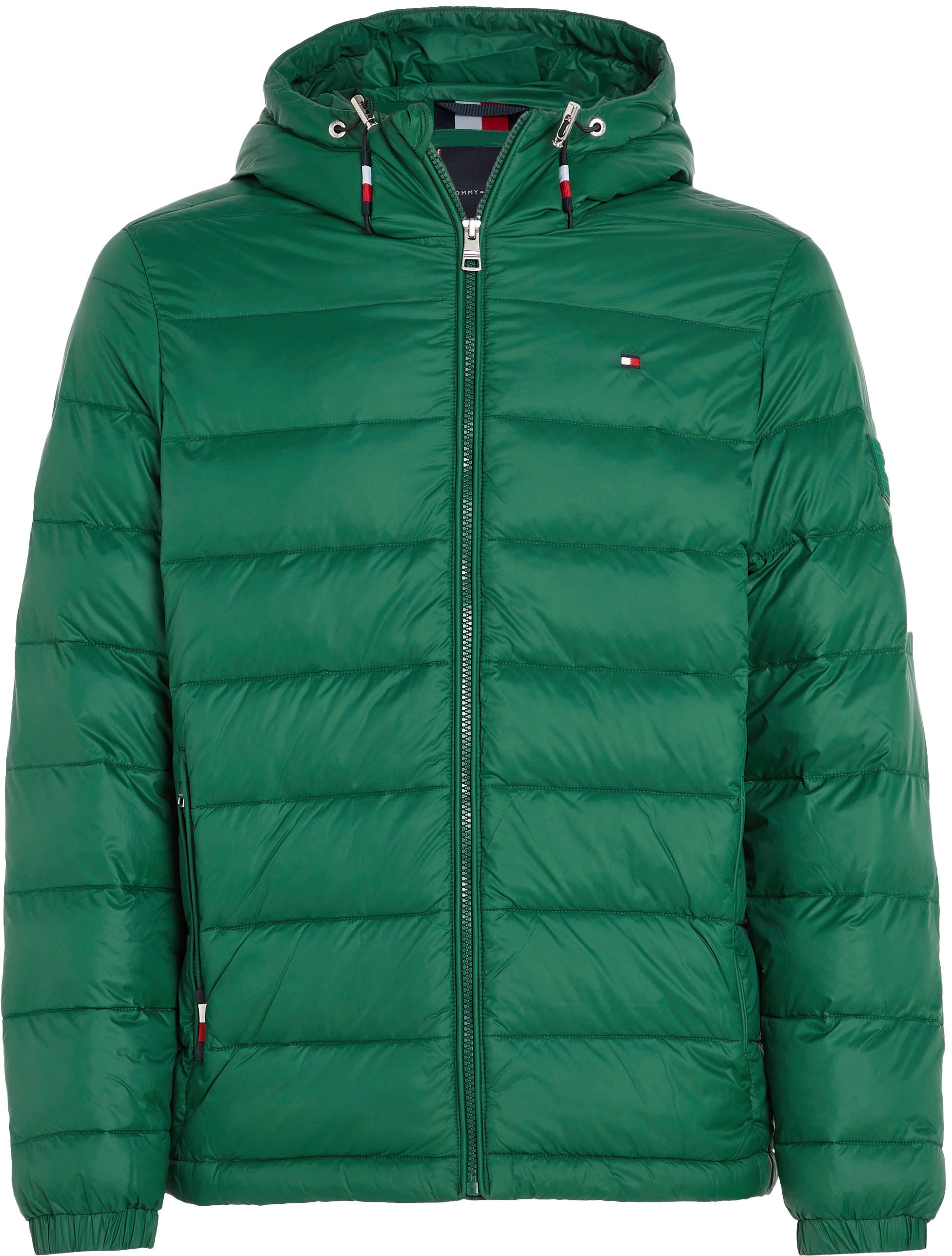 Tommy Hilfiger grün innen Steppjacke JACKET HOODED mit QUILTED Reißverschlusstaschen seitlich und