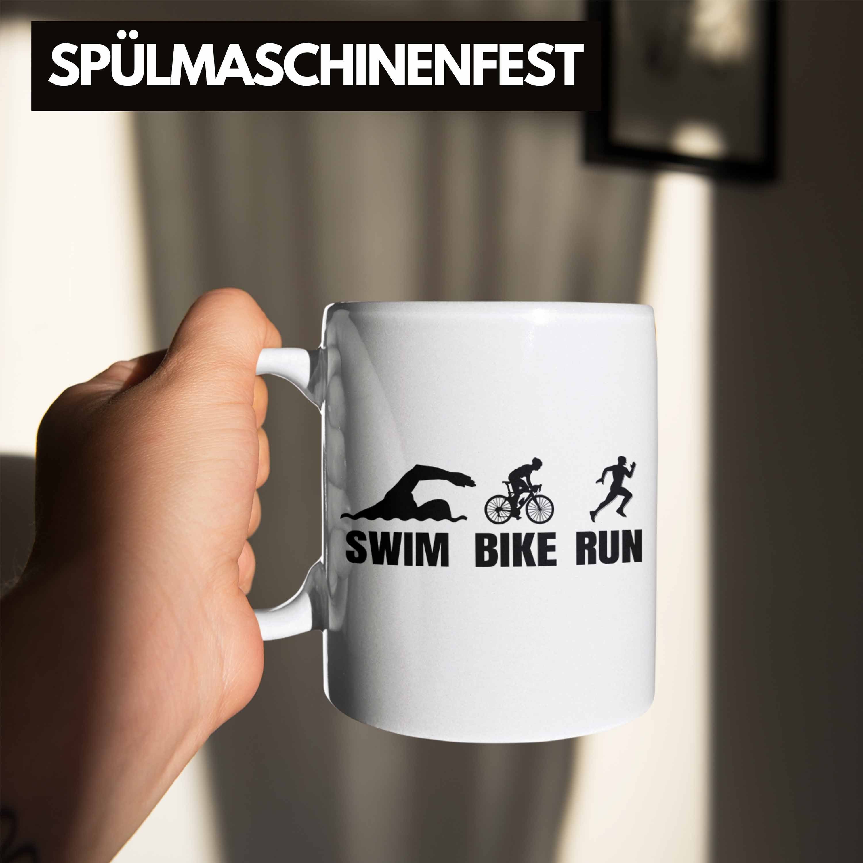 Triathlon Run Tasse Tasse Geschenk Trendation Spruch Weiss Swim für Bike Sportl Geschenkidee