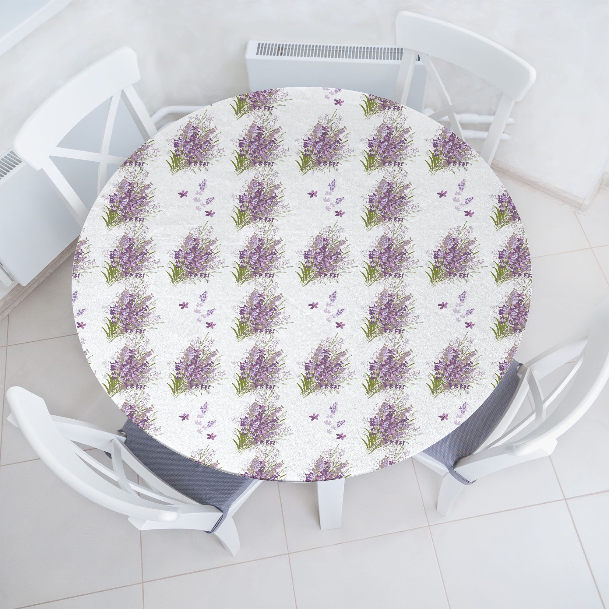 Abakuhaus Tischdecke Rundum-elastische Stofftischdecke, Violett Lavendel-Flieder-Blumen-Entwurf