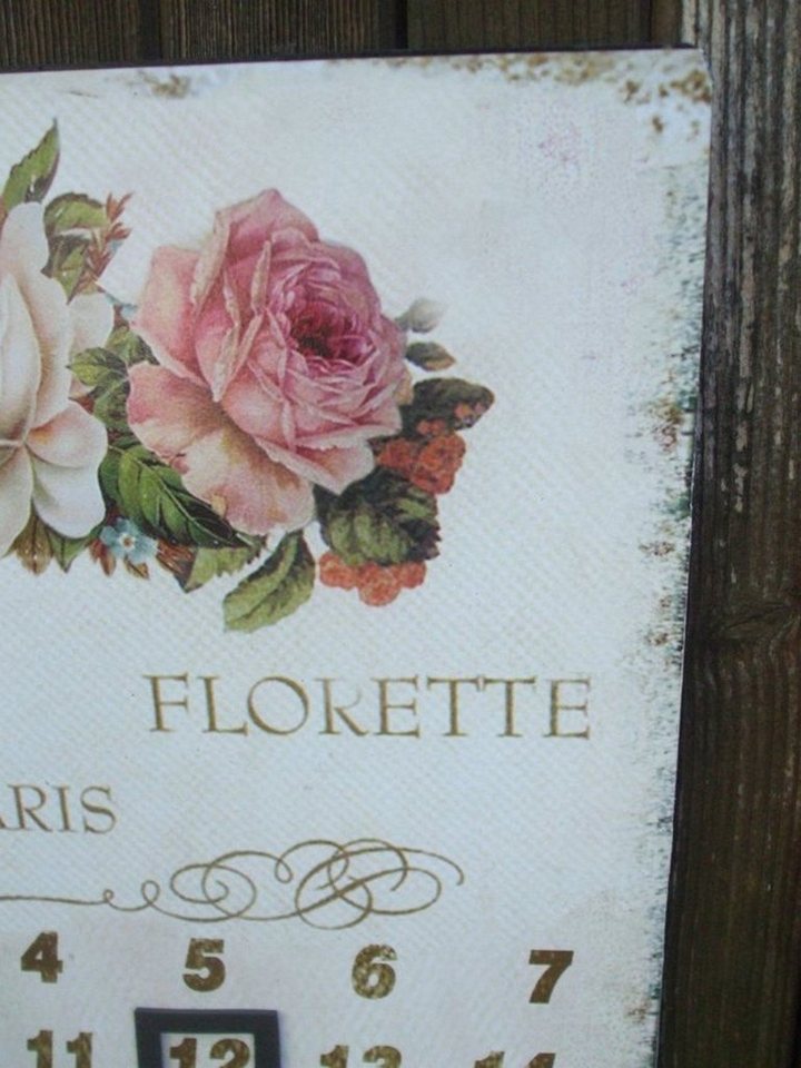 Thumbnail - Deko-Impression ewige Kalender Ewiger Bild-Kalender, Rosen, Blumen, Metall, Landhaus