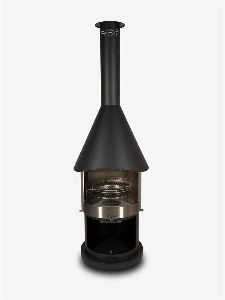 Firestar Gartenkamine Grillkamin DN 700 Swing Glas 3. Generation NEU Edelstahl schwarz Grillkamin Kamin