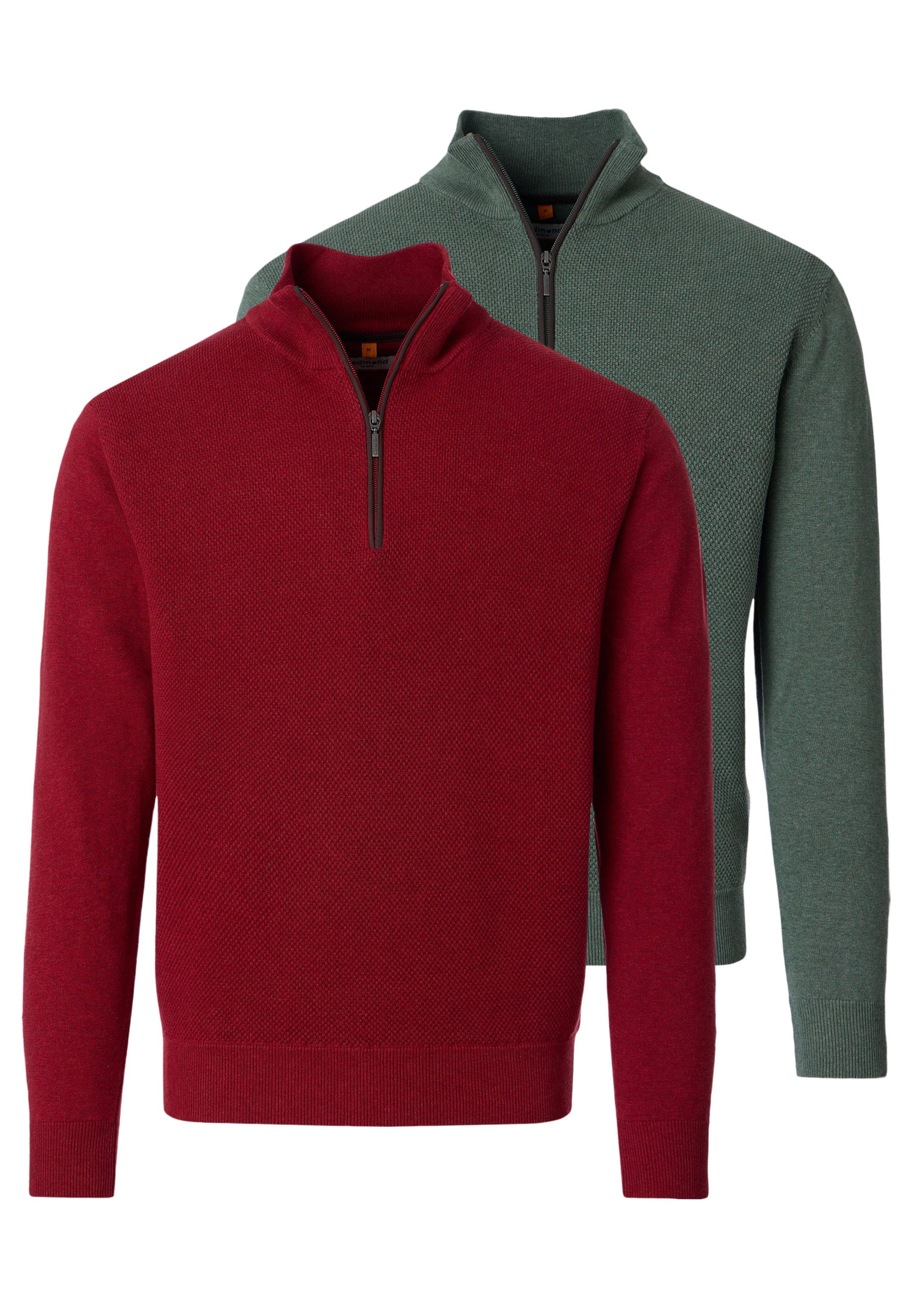 Redmond Strickpullover 2er Pack Basic (Spar-Set, 2-tlg) Troyer - Baumwolle - Atmungsaktiv