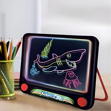 Retoo Zaubertafel LCD 12'' Schreibtafel Zeichenbrett Kinder Tablet Maltafel Zeichenboard, (Set, Grafiktablet, 4 x Marker, Tuch, 3 x Vorlage), Kompetenzentwicklung, Leicht zu transport und aufzubewahren, Sparsam