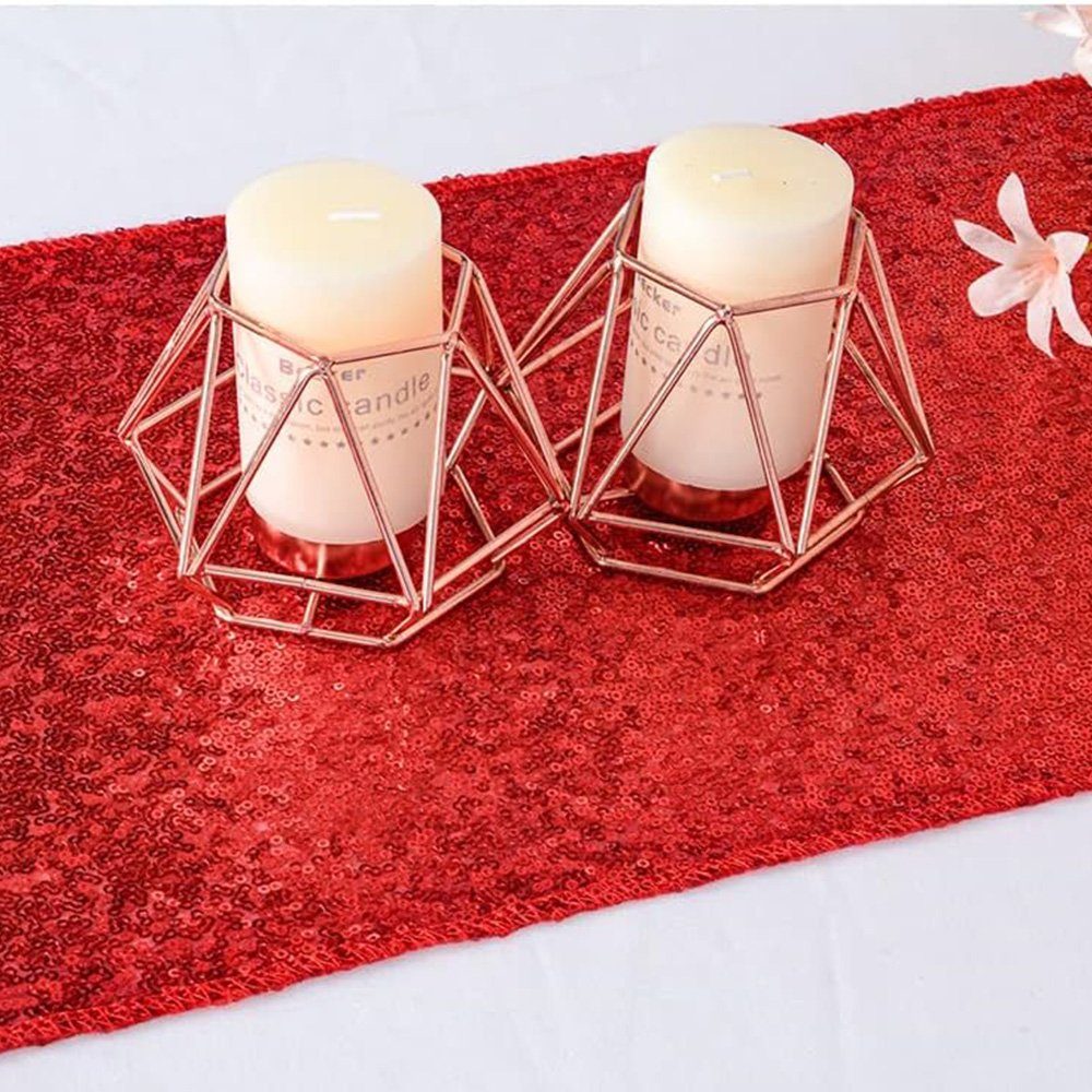 FELIXLEO Tischläufer Tischläufer für Weihnachten Bankett Red Pailletten Party 30*180cm