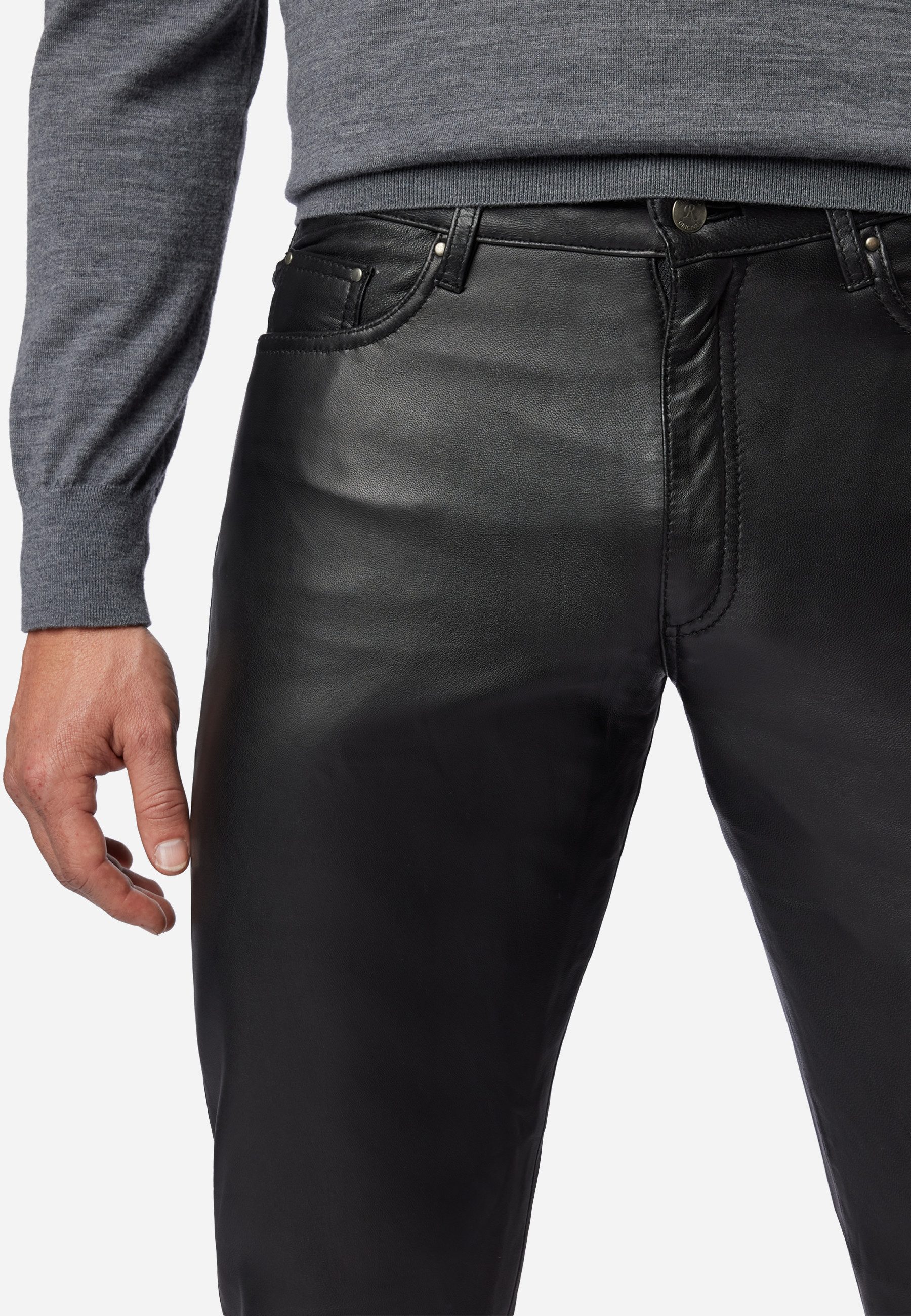RICANO Lederhose No. 3 TR Jeans Lederhose im 5-Pocket-Stil als Regular Waist
