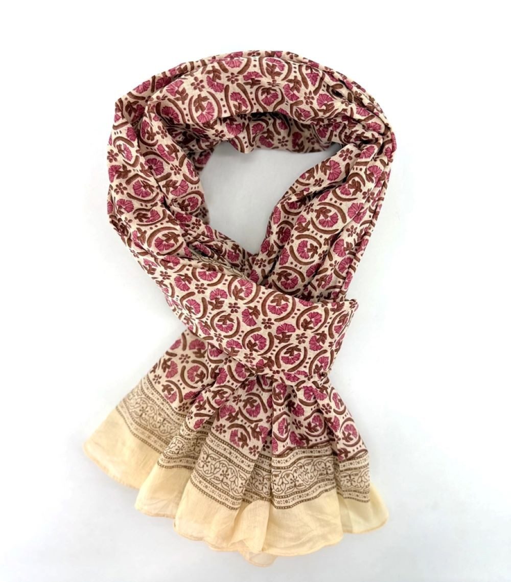 Goodman Design Modeschal Baumwollschal mit Blumenmuster – Handgewebt und handbedruckt, Unisex-Design aus Frankreich – für Damen und Herren