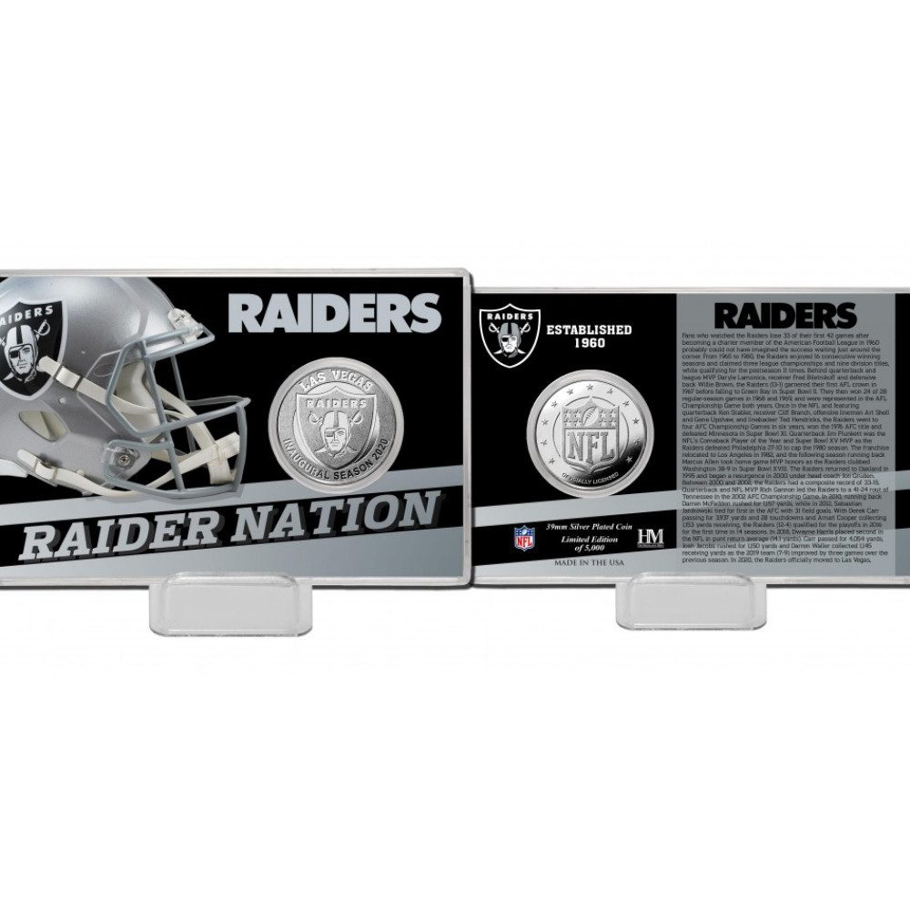 Las Vegas Raiders Sammelkarte Las Vegas Raiders Team History Silver Coin Card