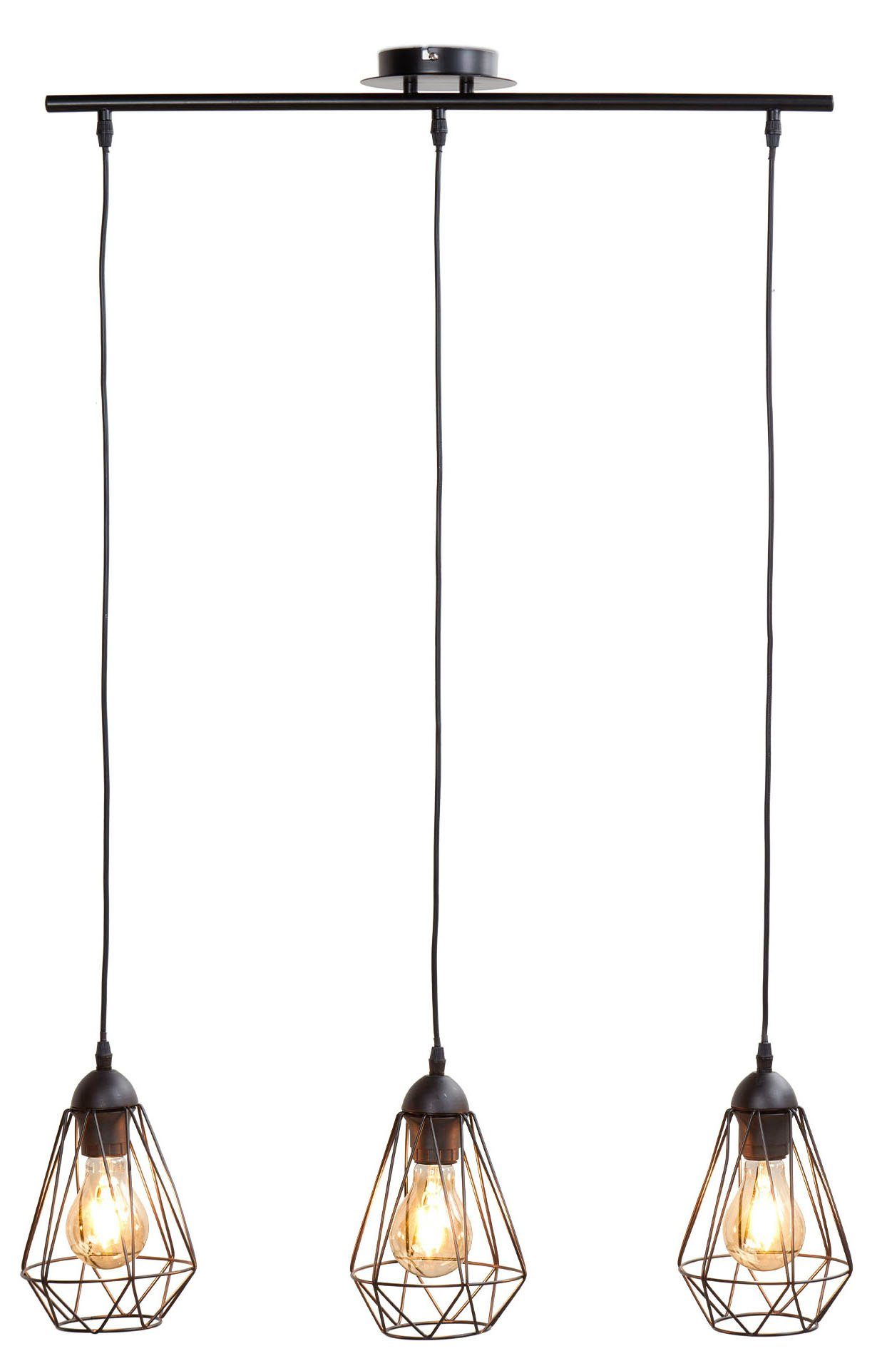 3-flammig, Drahtkörbe, BK_PL1236 L:70cm Pendelleuchte B.K.Licht Pendellampe, (max. 40W), ohne Leuchtmittel, Esstischlampe, ohne Leuchtmittel Metall, Retro-Hängelampe, E27,