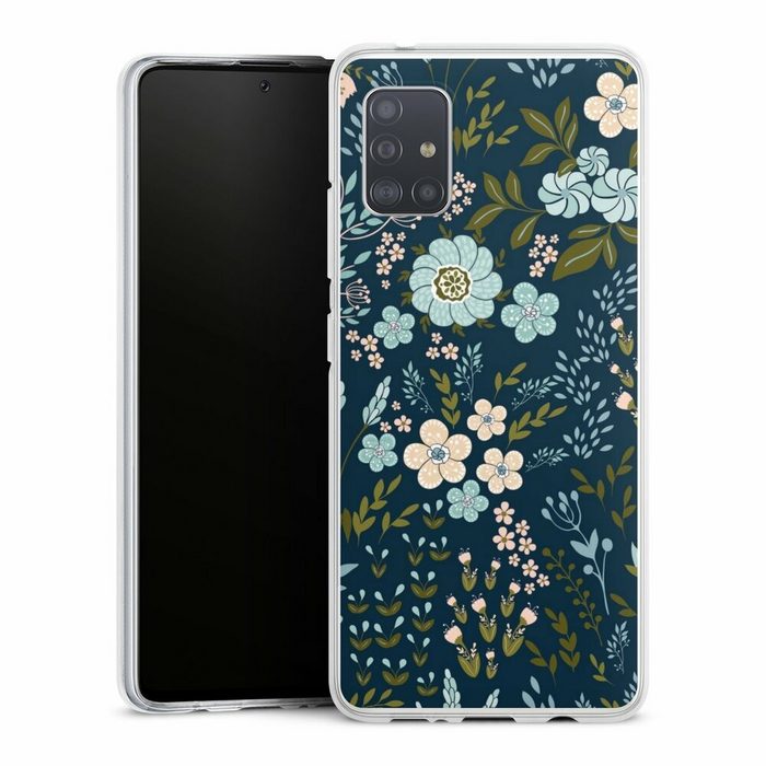 DeinDesign Handyhülle Blumen Muster Blau Floral Autumn 4 Samsung Galaxy A51 5G Silikon Hülle Bumper Case Handy Schutzhülle
