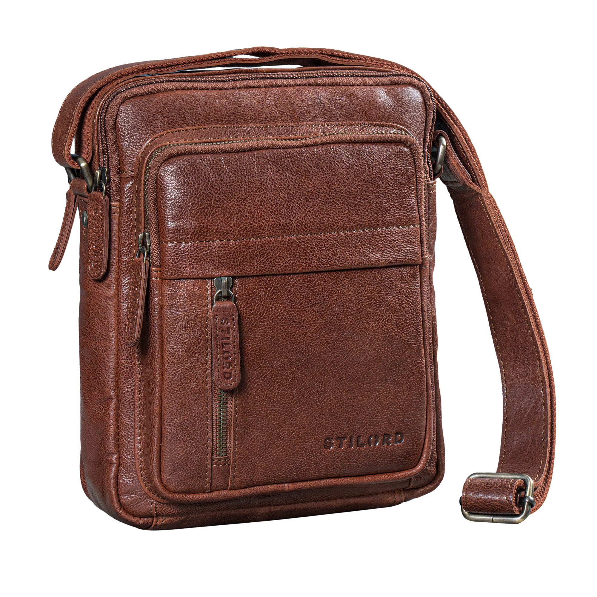Schultertasche "Ivano" Kleine Umhängetasche Herren Leder für 10,9 Zoll Tablet