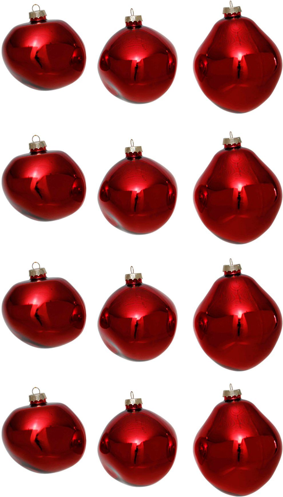 Leonique Weihnachtsbaumkugel Birdelle in (12 glänzend, Glas Christbaumkugeln organische Kugeln cm, Weihnachtsdeko, Christbaumschmuck, Form, Ø 6 organischer ca. Baumkugeln aus rot St)