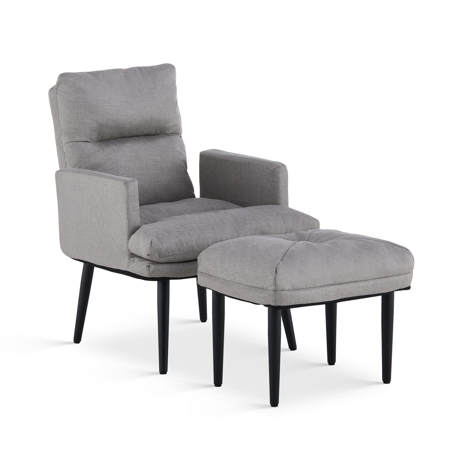 CLIPOP Relaxsessel Leinen Relaxsessel mit Ottoman (Relaxsessel mit Hocker), Verstellbare Rückenlehne Loungesessel für Wohnzimmer