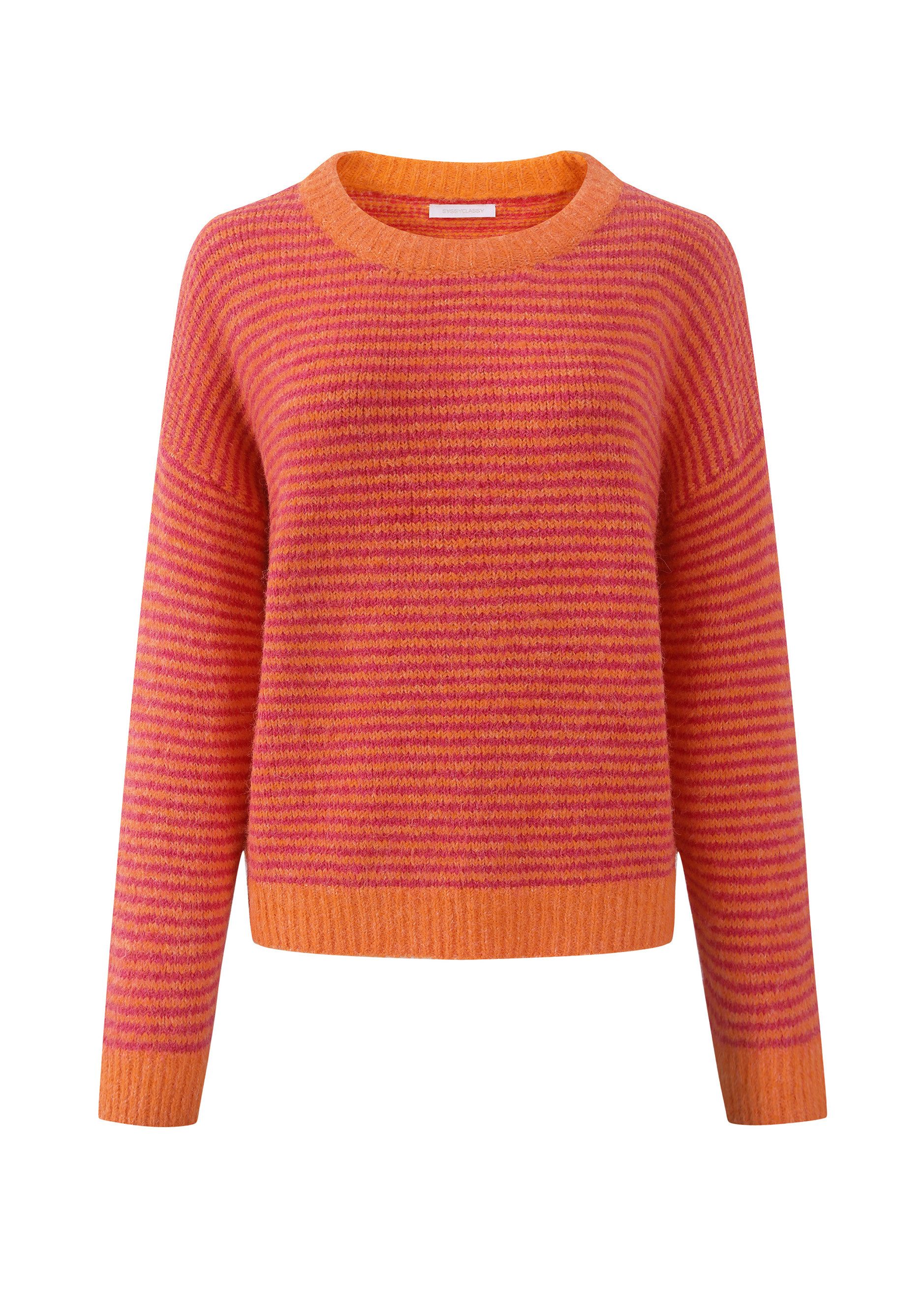 SASSYCLASSY Strickpullover Gestreifter Pullover für Damen Weicher Strickpullover mit lockerer Passform und Rundhalsausschnitt