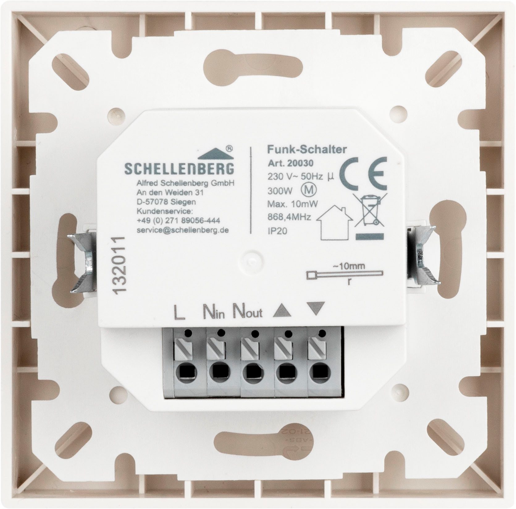 SCHELLENBERG Rollladen-Funksteuerung Unterputz, Smart Home Funk-Rollladenschalter, für Rollläden & Markisen, zur Funk-Nachrüstung für mechanische Antriebe, weiß