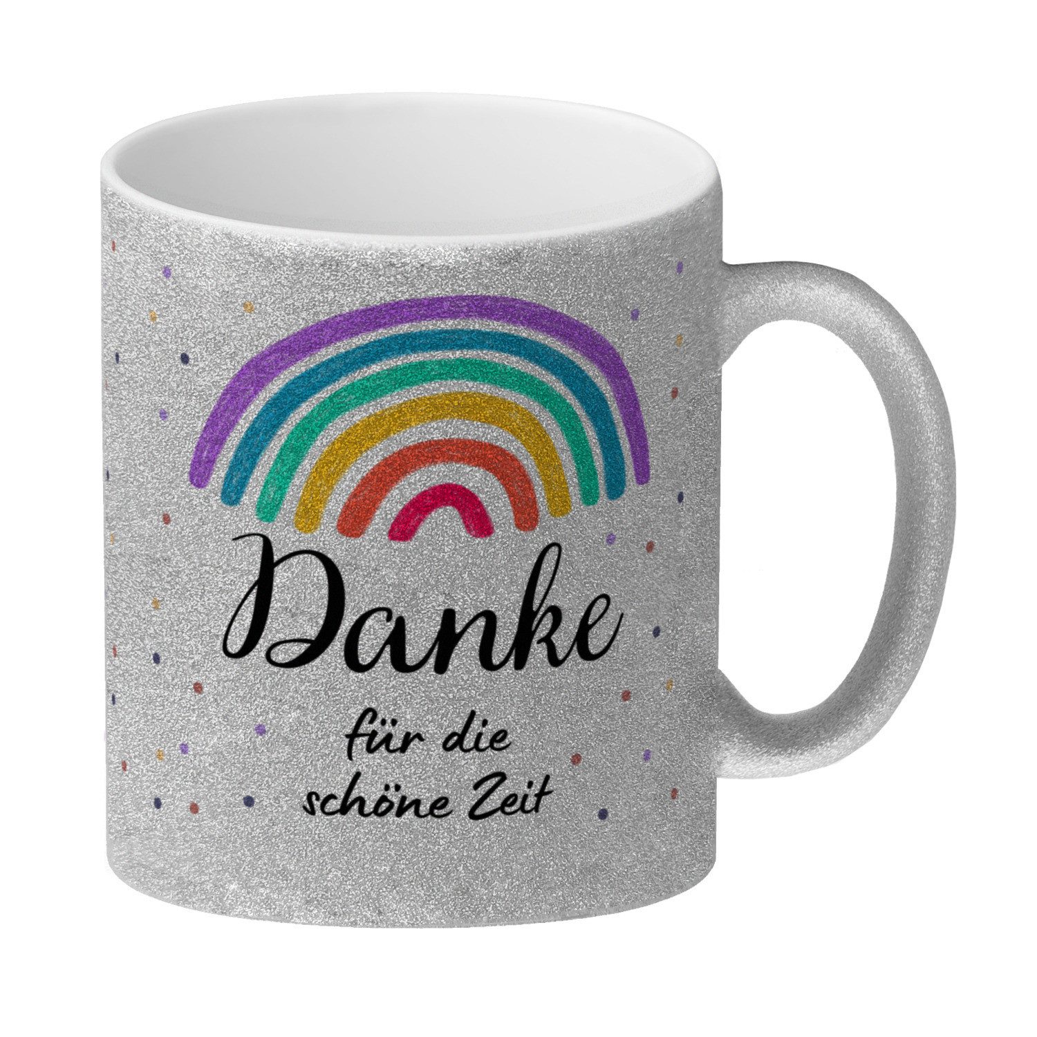 speecheese Tasse Regenbogen GlitzerKaffeebecher mit Spruch Danke für