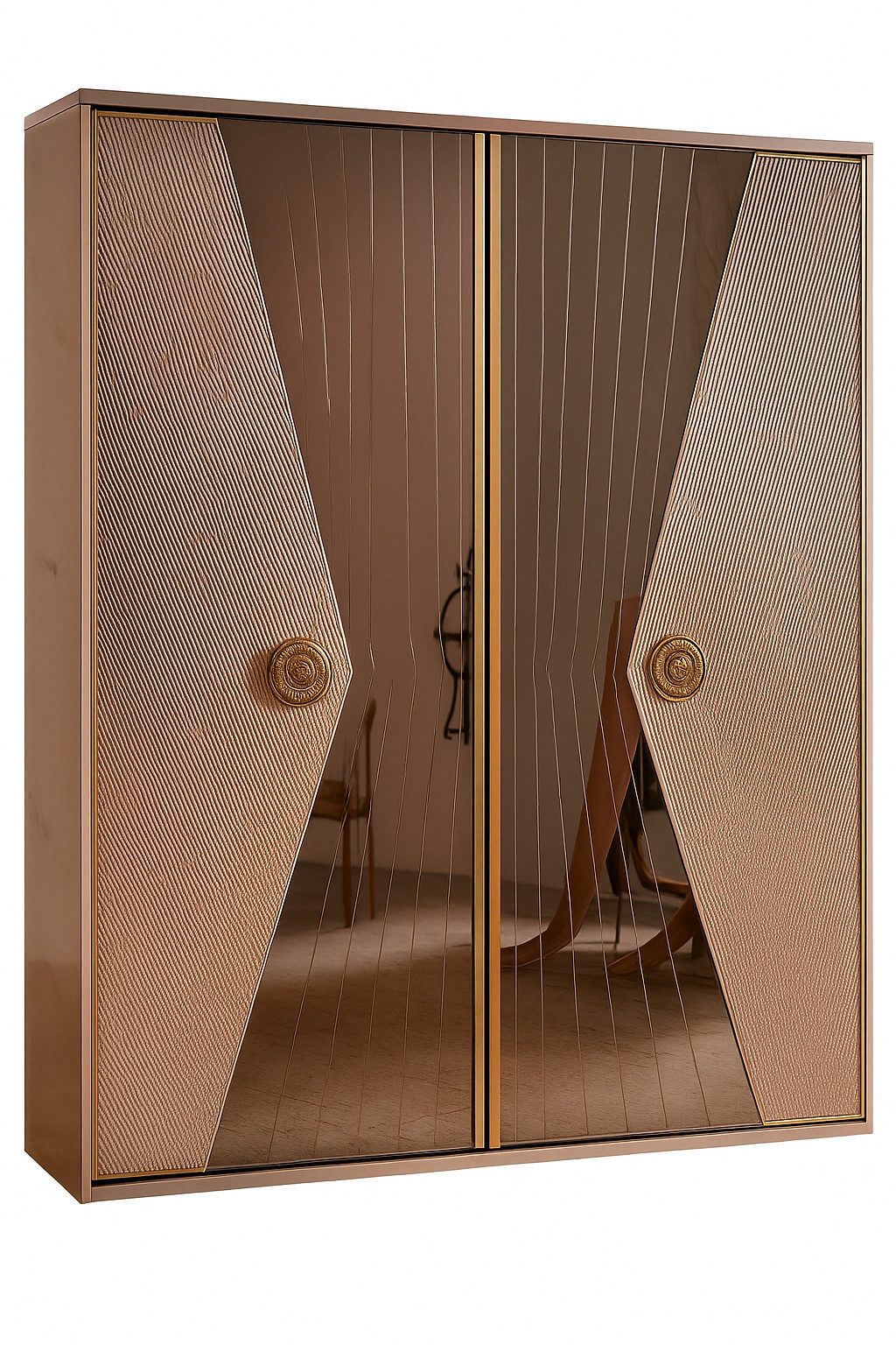 Xlmoebel Schwebetürenschrank Beige Schwebetürenschrank aus Holz für moderne Schlafzimmermöbel (1-St., Schwebetürenschrank) Hergestellt in Europa