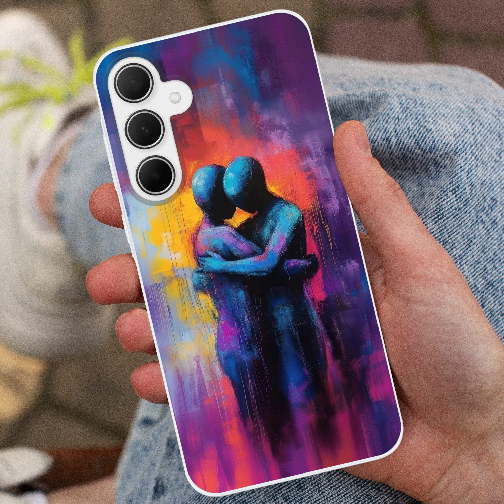 MuchoWow Handyhülle für Samsung Galaxy A35 5G Umarmung - Körper - Lila, Smartphone-Bumper, Print, Handy Schutzhülle Dünn