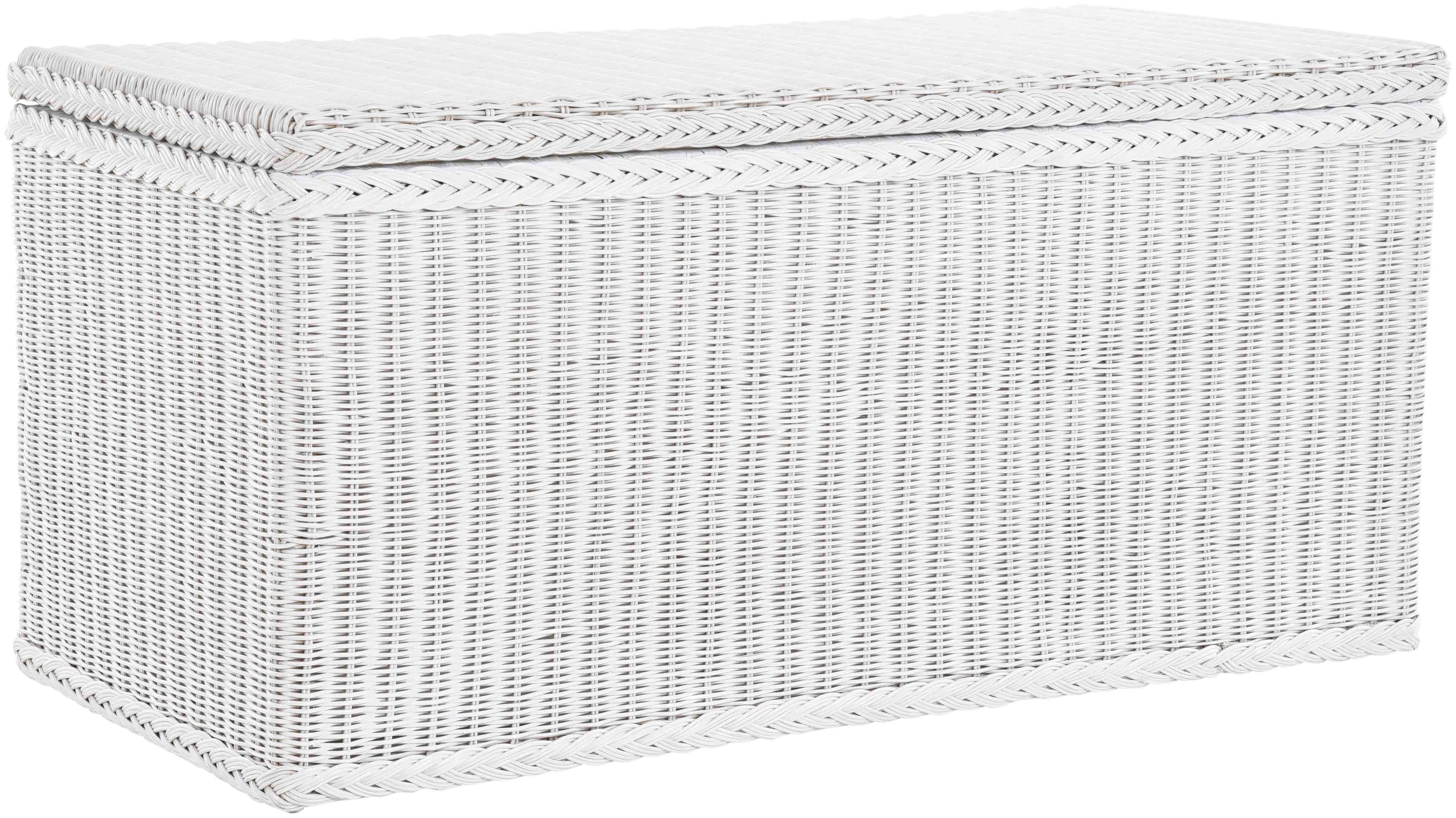 Krines Home Truhe Große Rattantruhe MAX Wäschetruhe mit Deckel Natur Rattan Truhe, Хранилища XXL 115x55x55cm