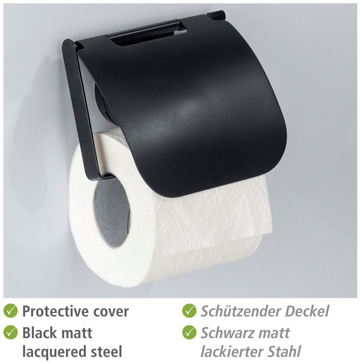 ohne Bohren Pavia, Toilettenpapierhalter mit Static-Loc® Plus WENKO Deckel, Befestigen