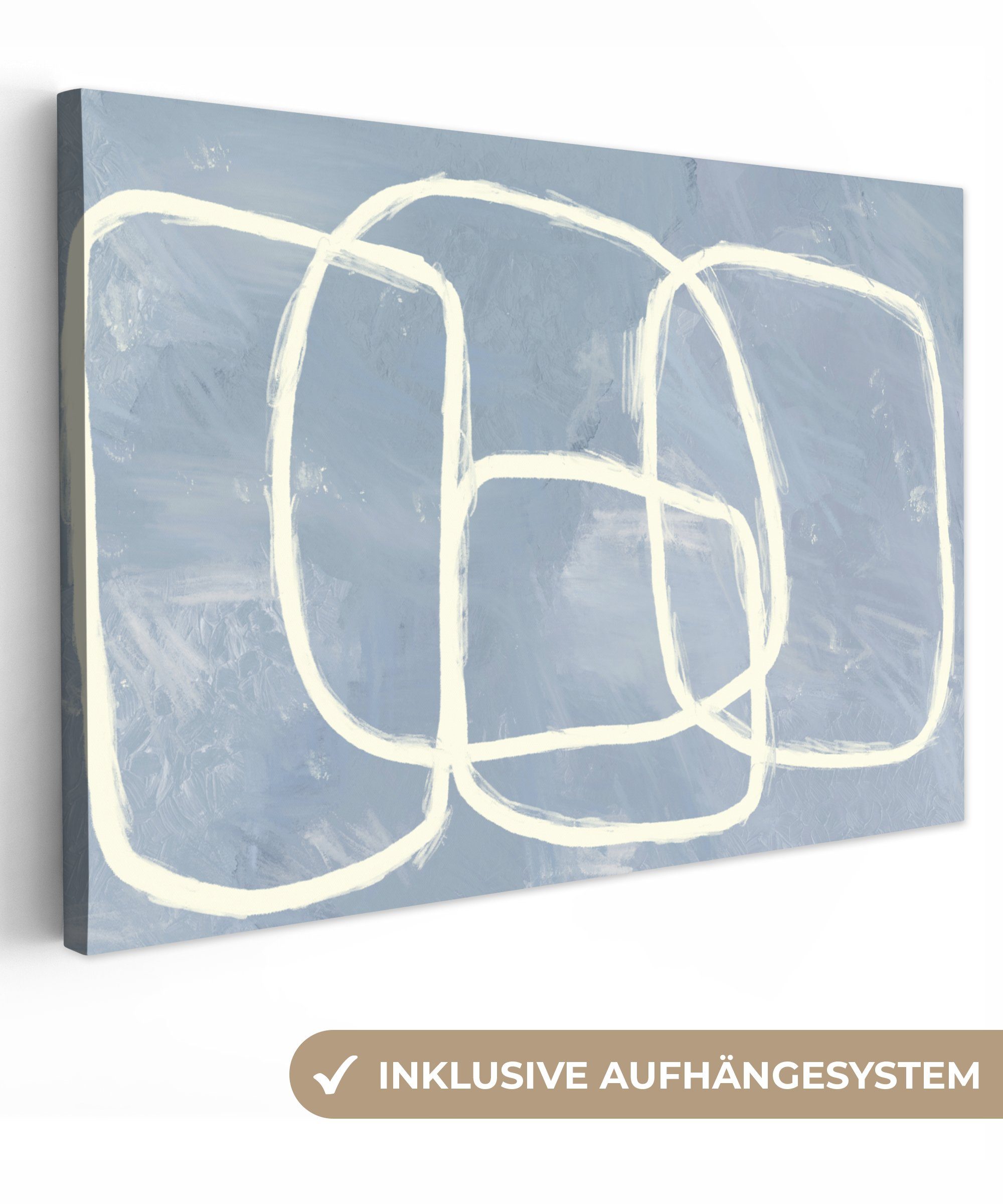 OneMillionCanvasses® Leinwandbild Abstrakt - Blau - Kunst, (1 St), Wandbild Leinwandbilder, Aufhängefertig, Wanddeko, 30x20 cm