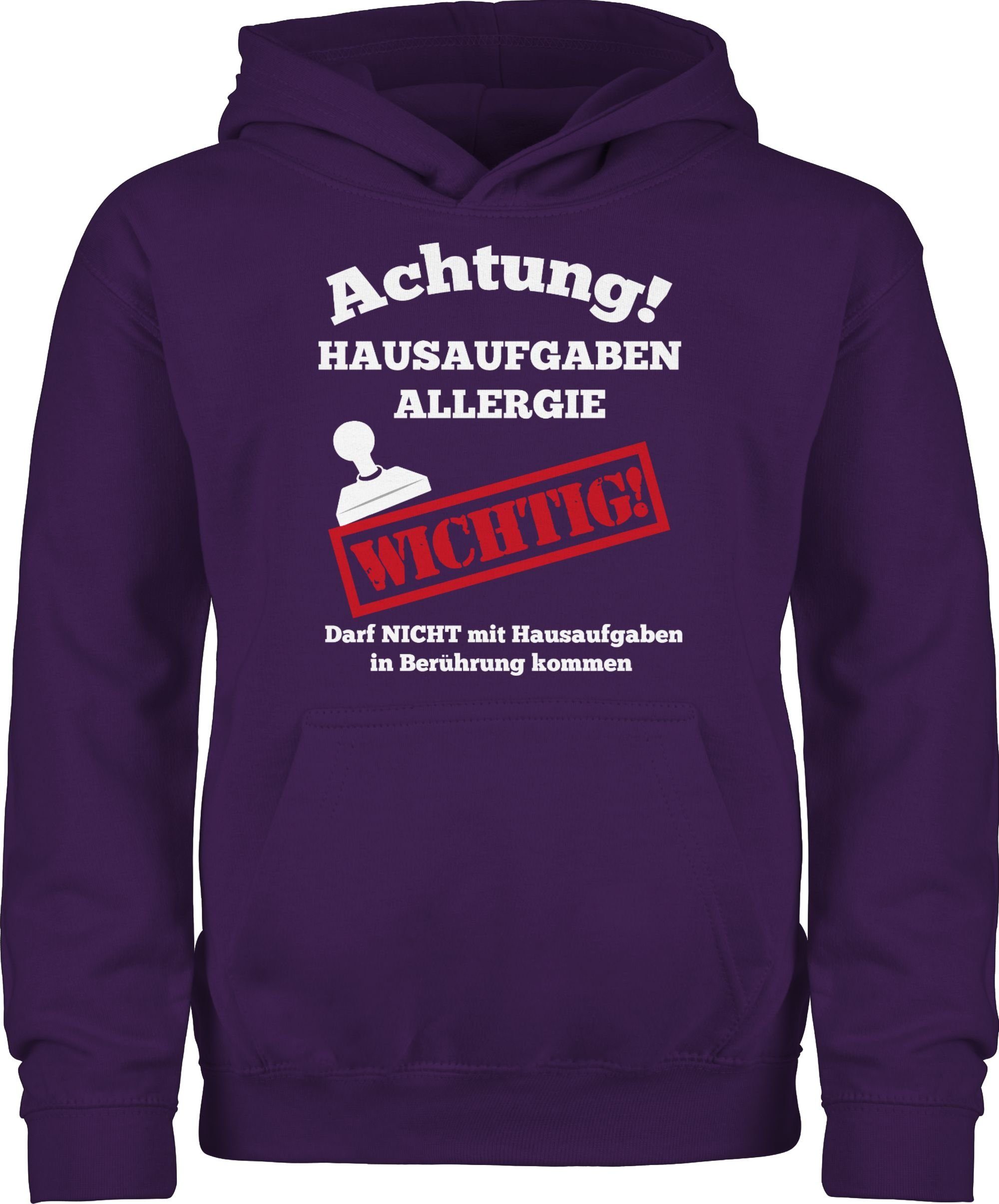 Shirtracer Hoodie Achtung Hausaufgaben Allergie Einschulung Mädchen 3 Lila