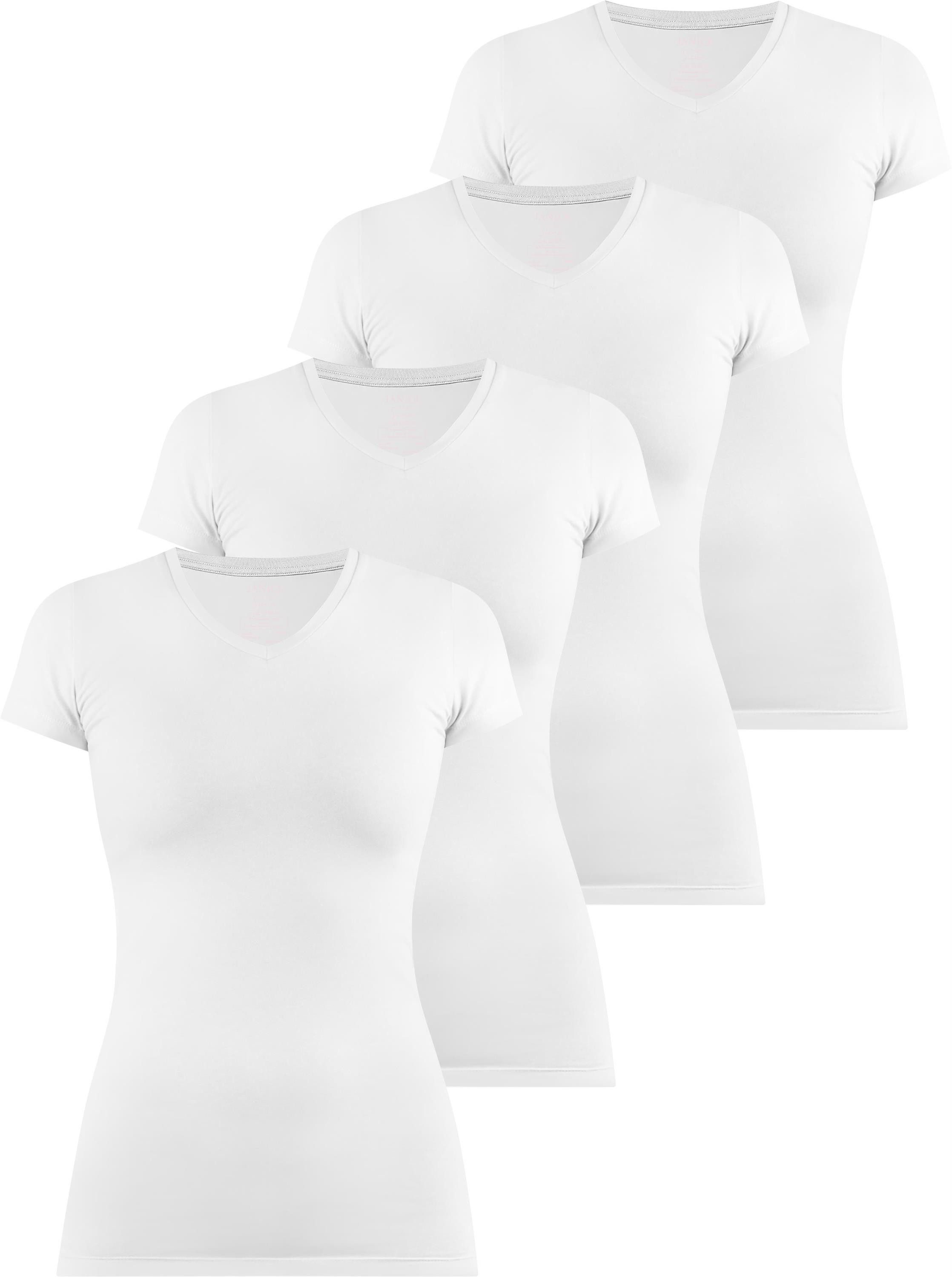 Kurzarmshirt 4 x Figurbetontes T-Shirt mit V-Ausschnitt Siena