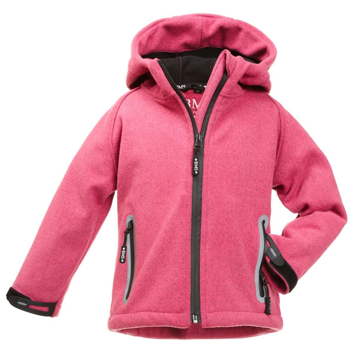 BMS Outdoorjacke Kinder Outdoorjacke Softshell in Strickoptik pink