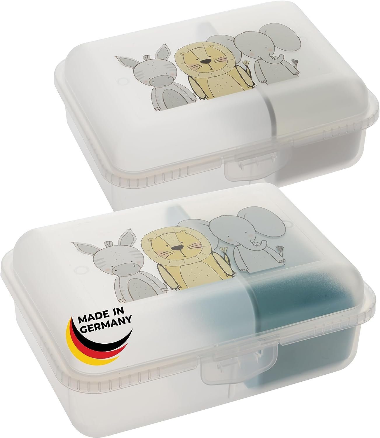 Centi Lunchbox Brotdose Kinder mit Fächern und mit Trenneinleger, Kunststoff, (Set, 2-tlg., 7x18x13 cm), Brotzeitbox mit Klickverschluss