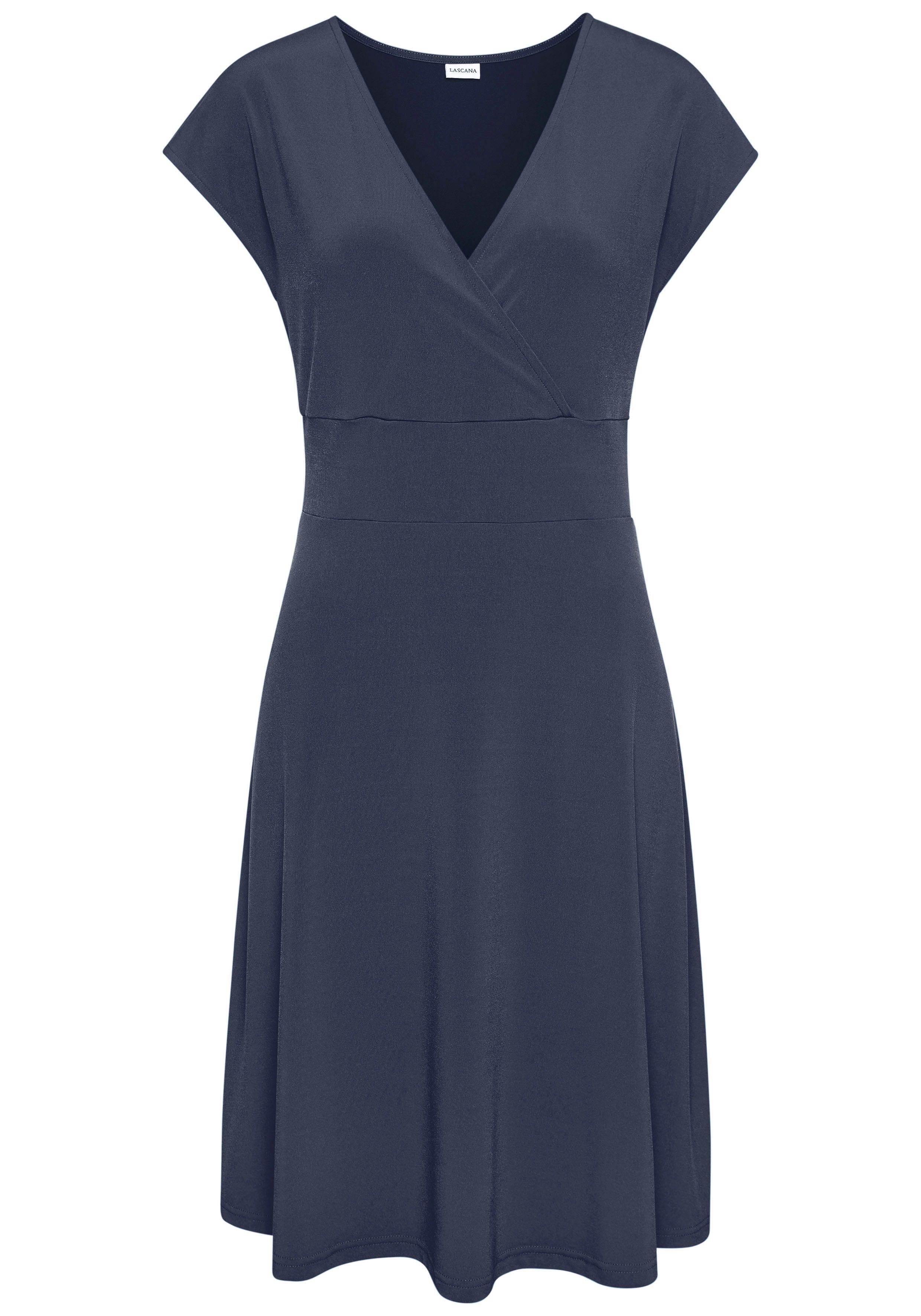LASCANA Jerseykleid aus bügelfreier Ware elegantes Sommerkleid aus Jersey, Strandkleid, taillenbetontes Kleid – Bild 2 von 5