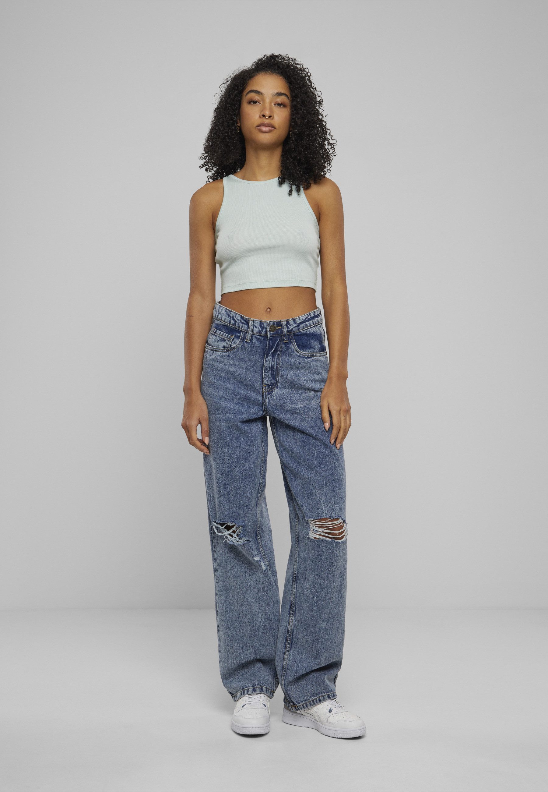Muskelshirt Urban Classics Damen Ladies Organic Cropped Rib Top