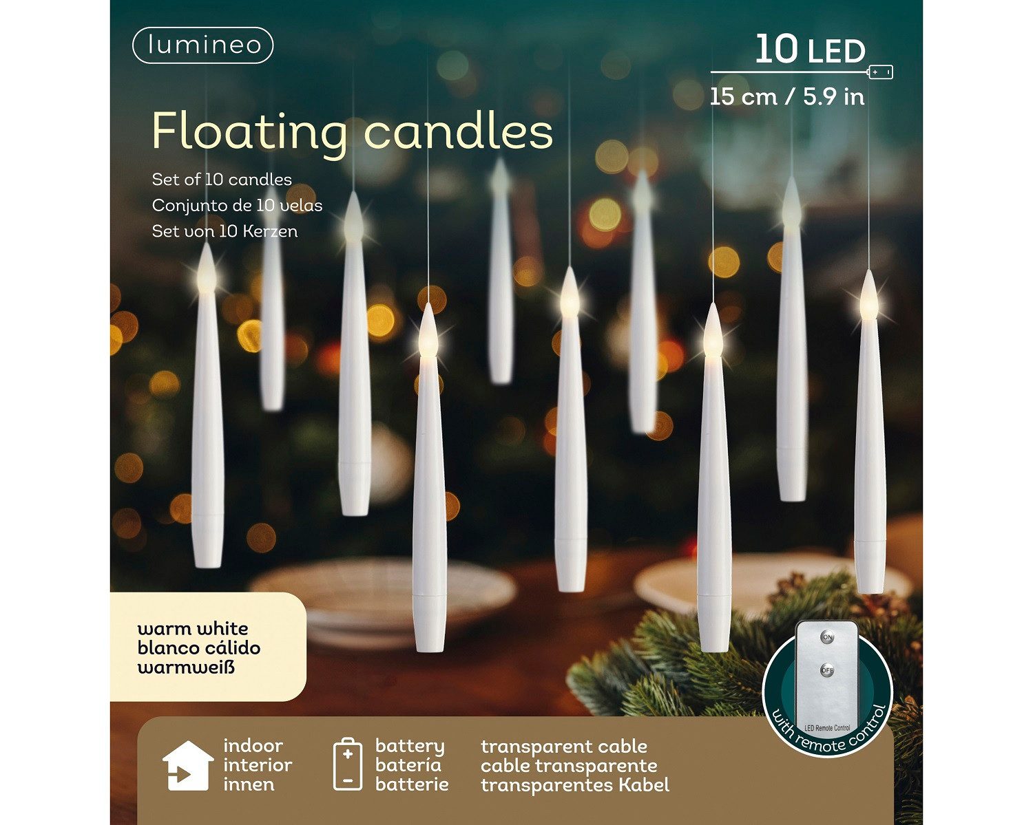 Lumineo LED-Christbaumkerzen Lumineo Floating Candles Weiß 10 LED 15 cm war günstig online kaufen
