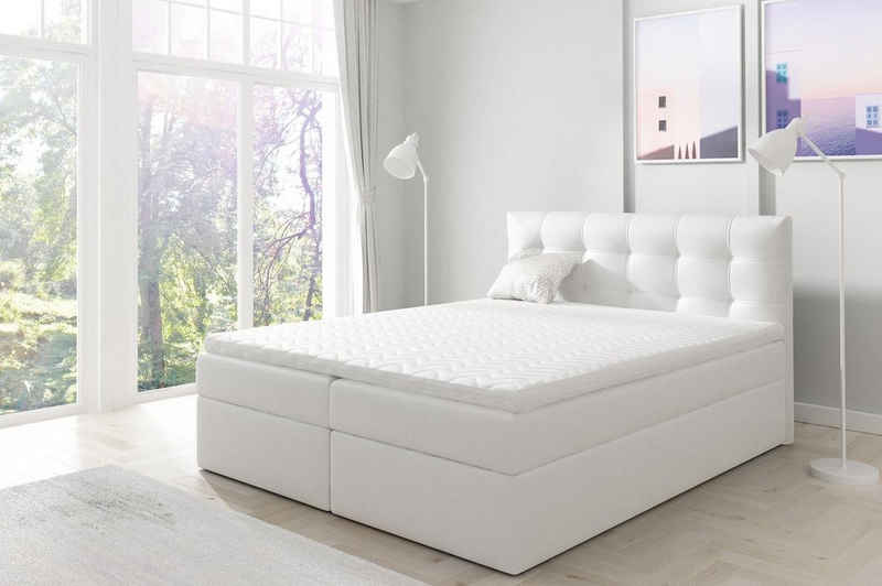 Beautysofa Boxspringbett Top1 (Bett für Schlafzimmer), 120, 140, 160, 180, 200 cm, mit 2x Bettkästen, Federkernmatratze