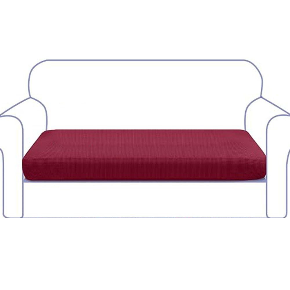 Sofahusse Couchbezug Soft Plush Stretch 3 Sitzer Weinrot 190-230cm, FELIXLEO