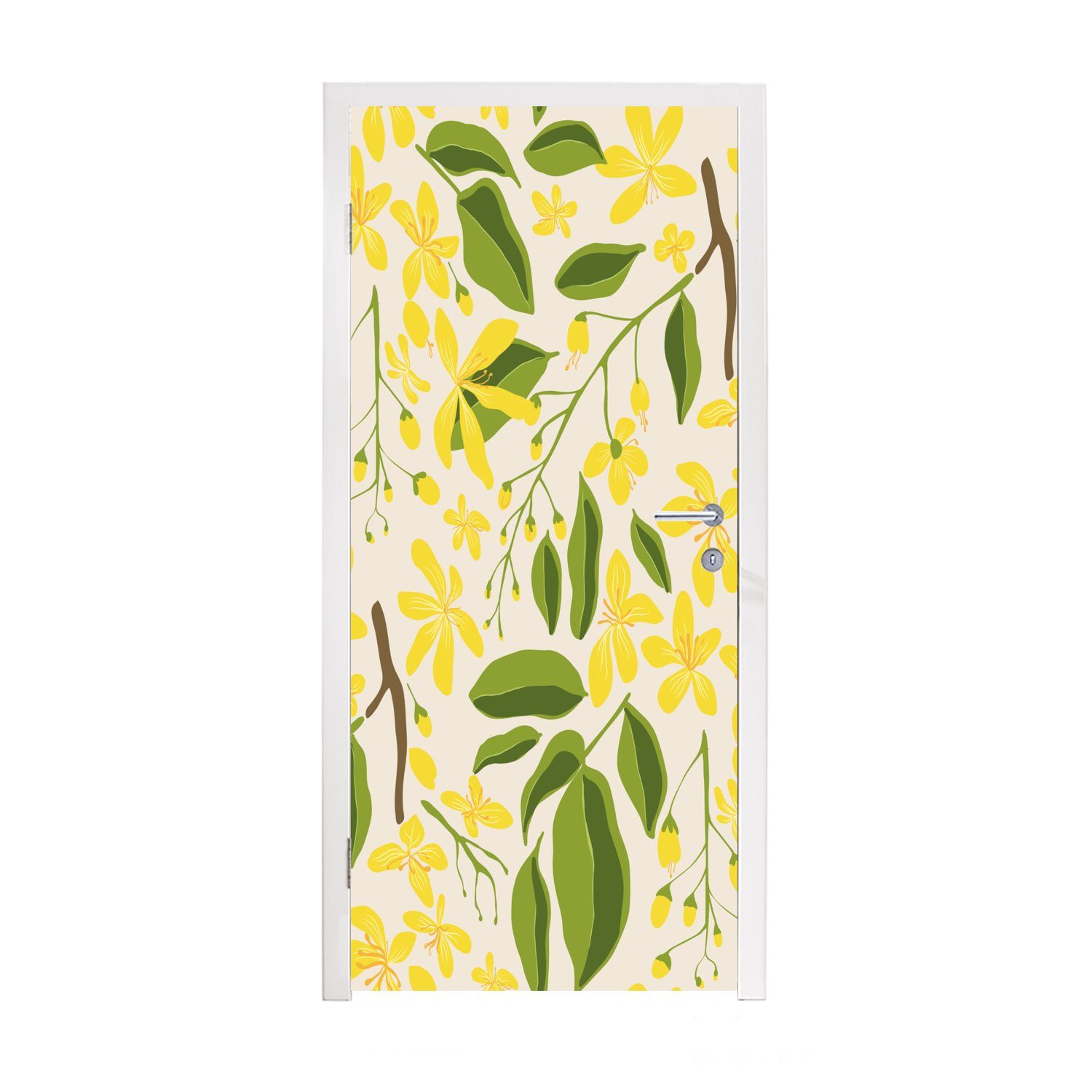 MuchoWow Türtapete Blume - Gelb für Tür, St), (1 bedruckt, 75x205 Muster, Türaufkleber, Matt, Fototapete - cm