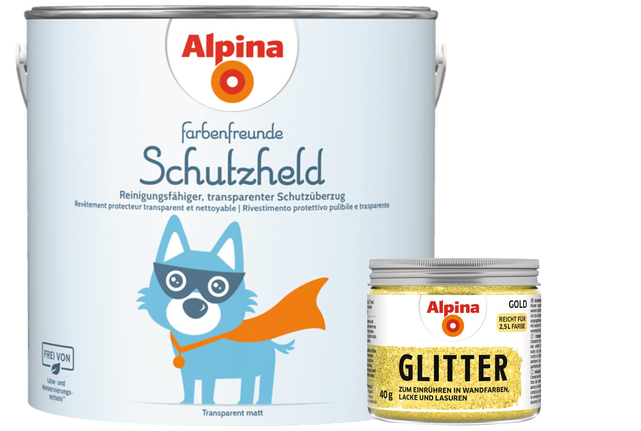 Alpina Wandfarbe - SET - Цветаfreunde Schutzheld 2,5L matt + Glitter