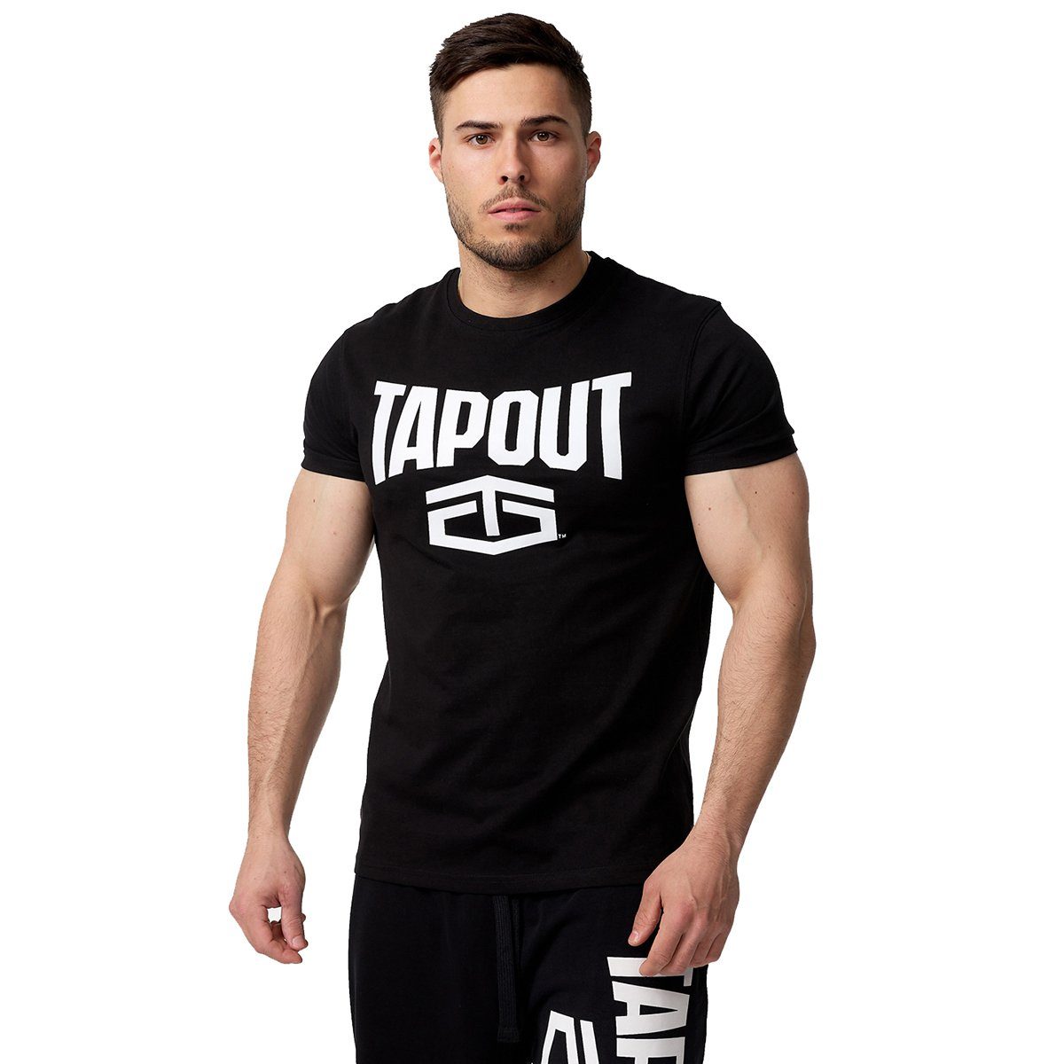 Black/White Active Basic (1-tlg) TAPOUT T-Shirt