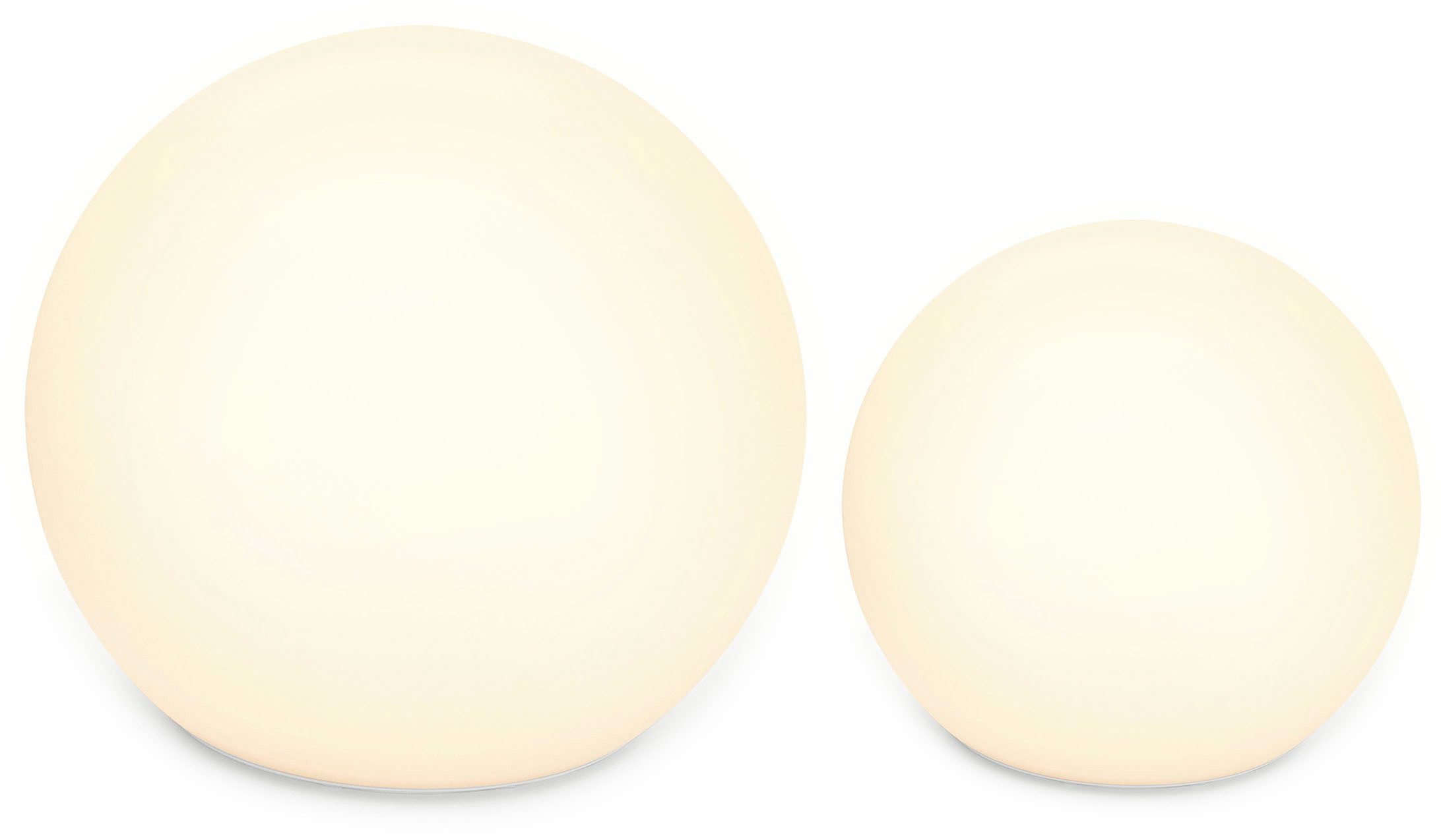 OTTO home LED Solarleuchte Ollira, LED-Solar Kugelleuchten Ø 30 cm + Ø 40 cm, RGB, Tageslichtsensor, LED fest integriert, Warmweiß, RGB, mit Erdspießen
