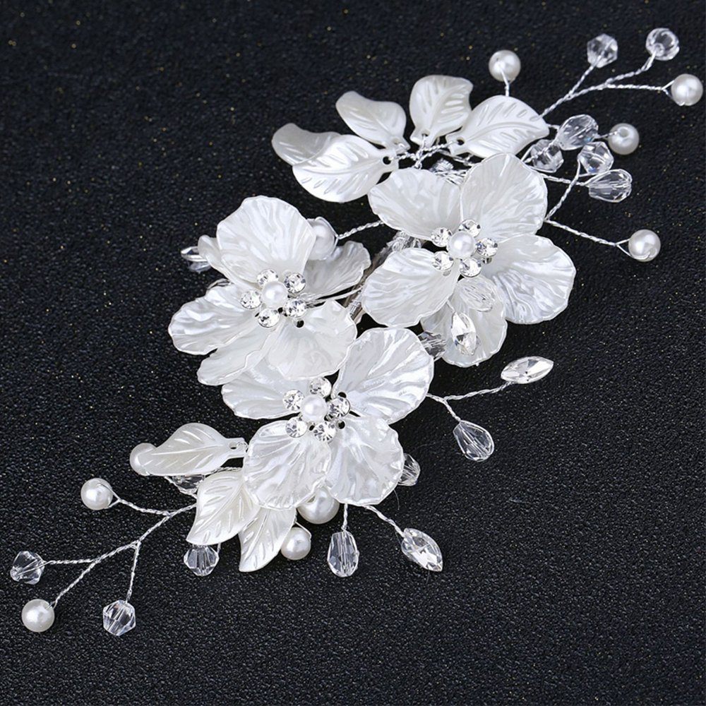 Stück Haarspange Blütenblatt 2 Braut Weiße Haarspange Kristall Haarnadeln zggzerg