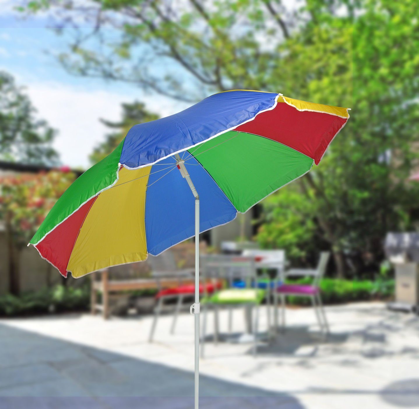 Spetebo Sonnenschirm Strand Sonnenschirm knickbar bunt günstig online kaufen
