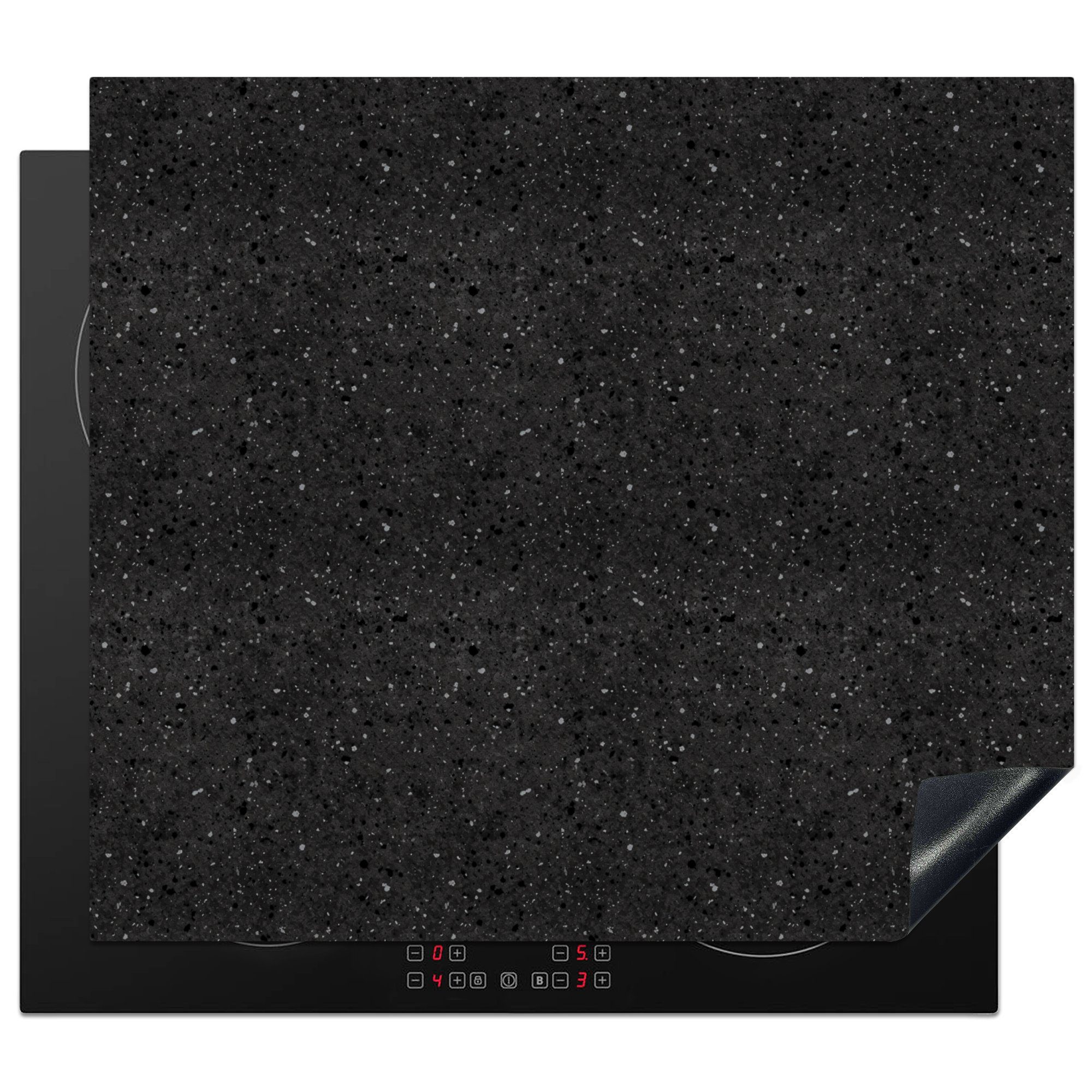 MuchoWow Herdblende-/Abdeckplatte Granit - Schwarz - Grau, Vinyl, (1 tlg), 60x52 cm, Mobile Arbeitsfläche nutzbar, Ceranfeldabdeckung