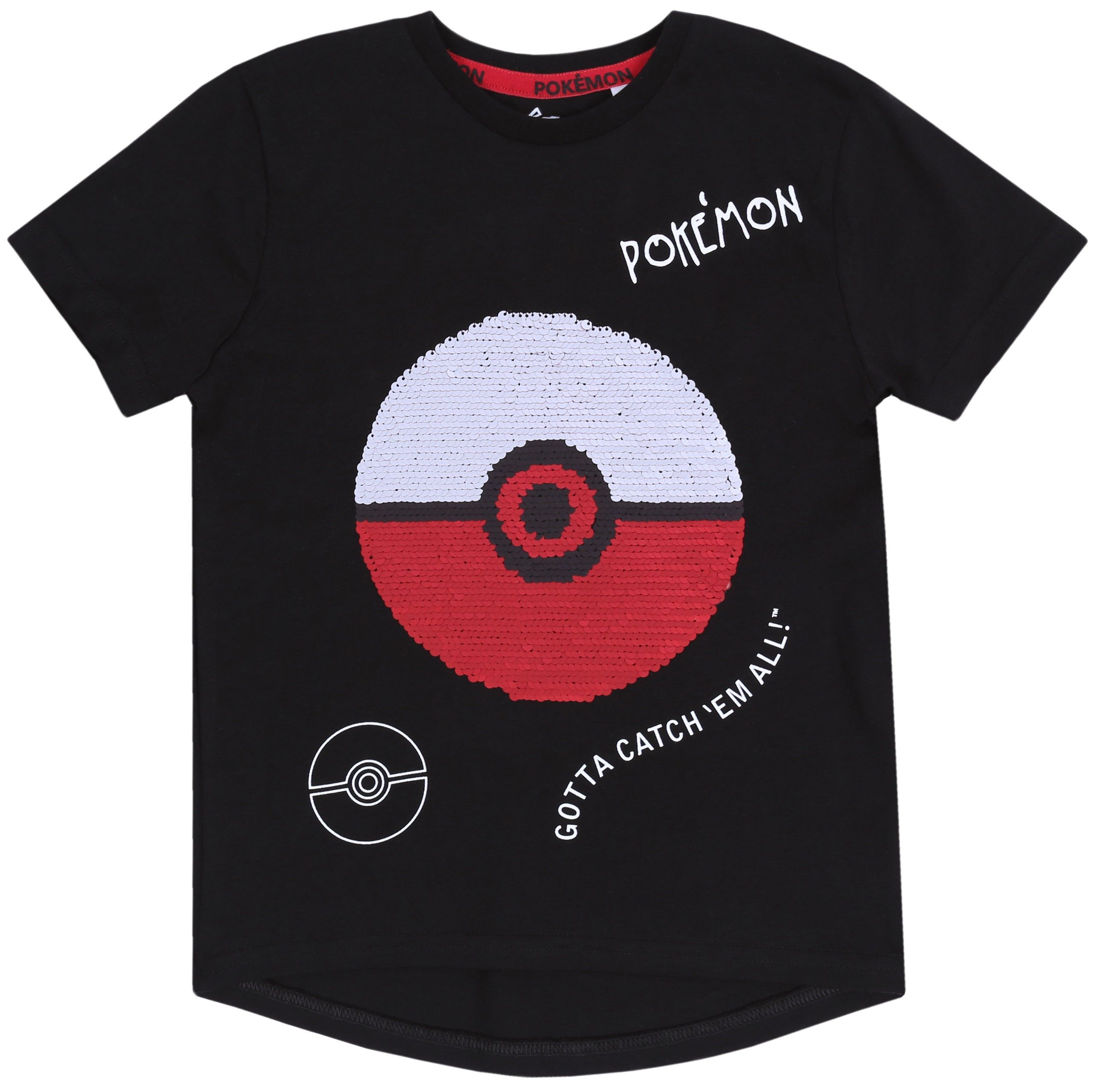 POKÉMON Kurzarmbluse Schwarzes T-Shirt, Pokeball POKEMON 3-4 Jahre