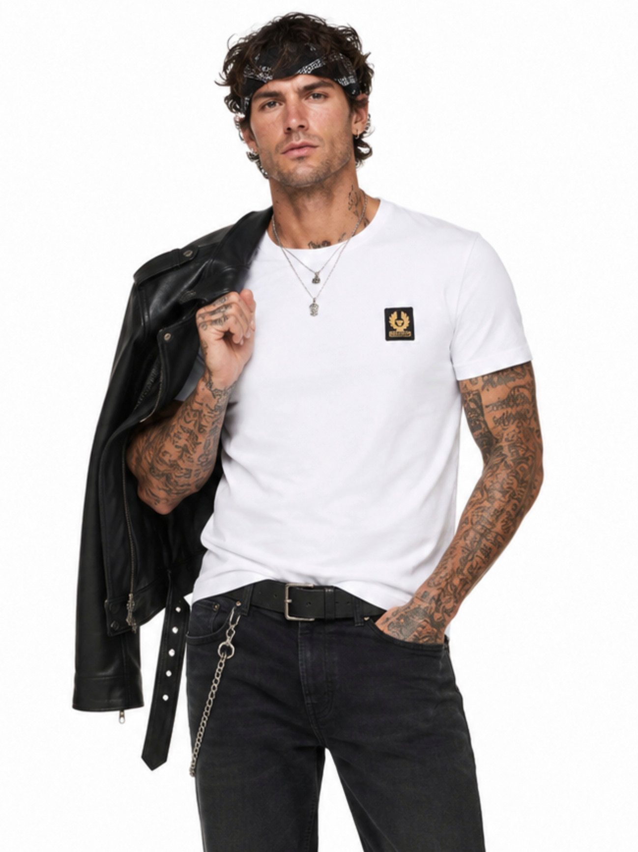 Belstaff T-Shirt Retro 1924 Phoenix Patch Regular Fit Shirt Gesticktem Rand versehener Phoenix-Patch auf der Brust