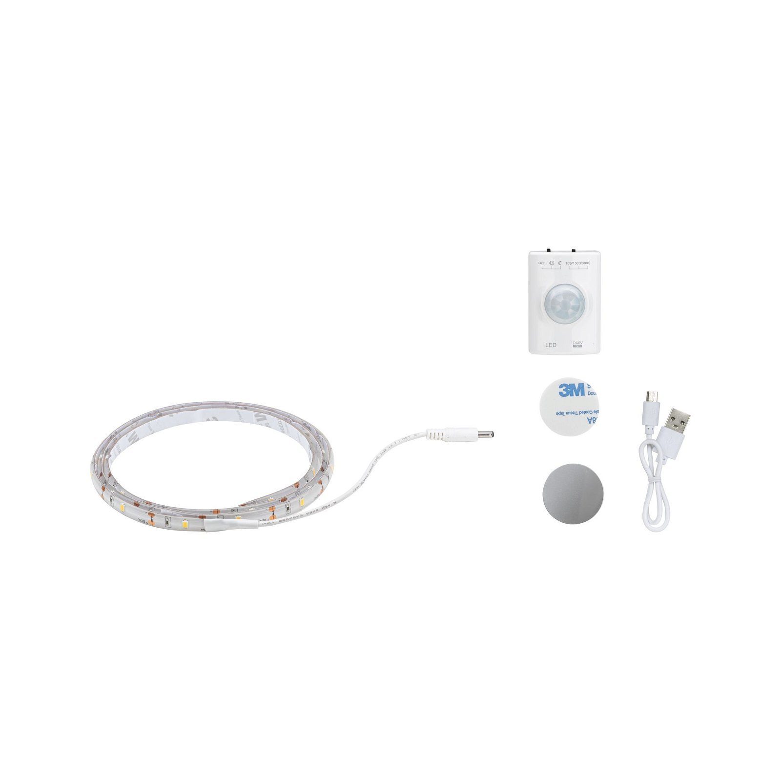 Paulmann LED-Streifen 1m inkl Akku 1,4W 3,7V weiß Kunststoff, 1-flammig, Bewegungsmelder- und Dämmerungssensor – Bild 4 von 5